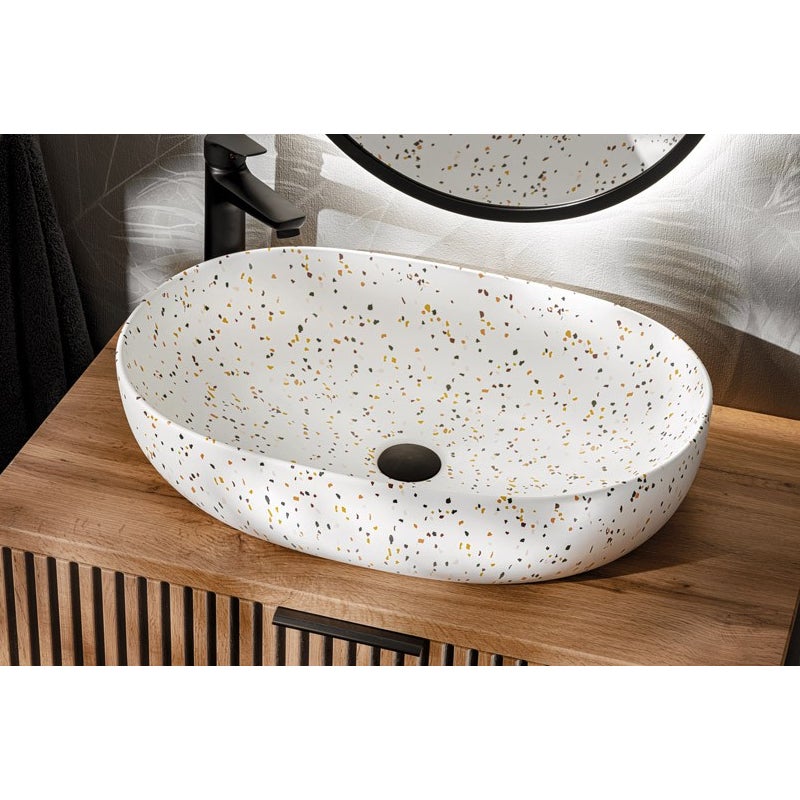 Umywalka nablatowa LILI 60 cm lastryko matowa ceramika owalna