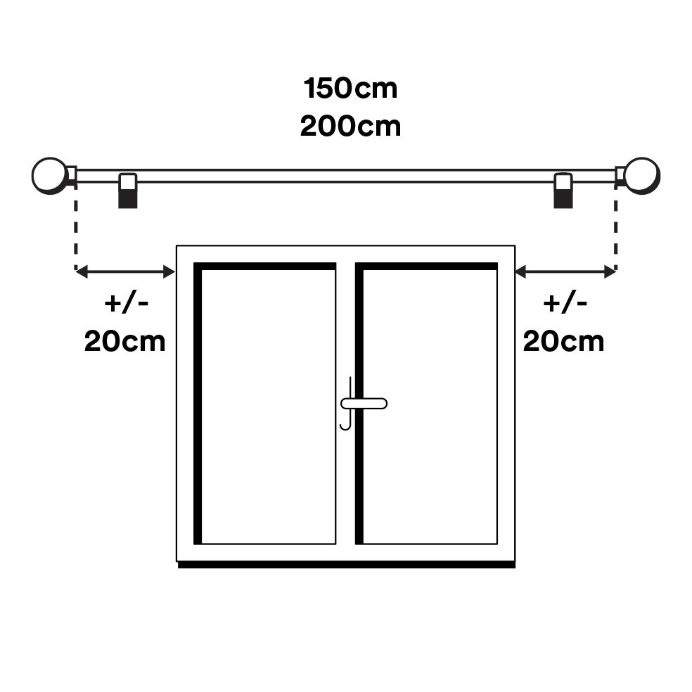 Set barra de metal de cortina con Diámetro 22mm, Kit barra de cortina a Techo, Barra Negra de 3m con terminal TAPON - 5