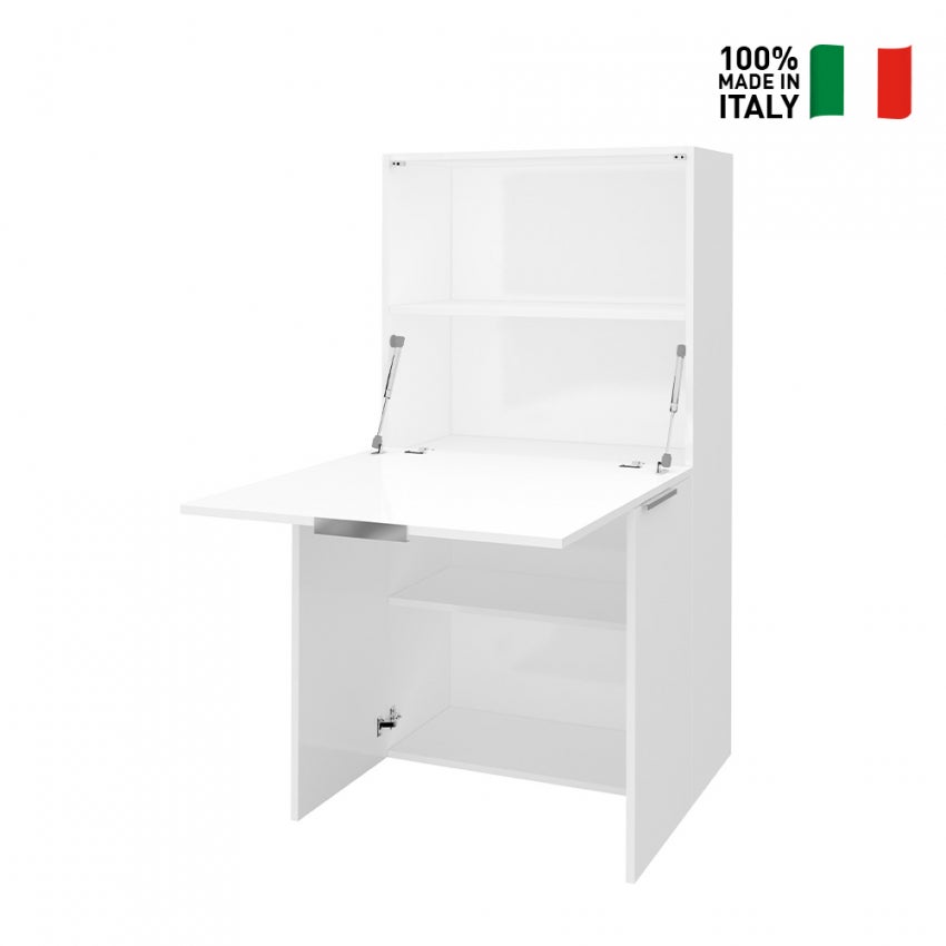 Bureau 70x70 pliable avec étagère rétractable armoire Dalia - 2