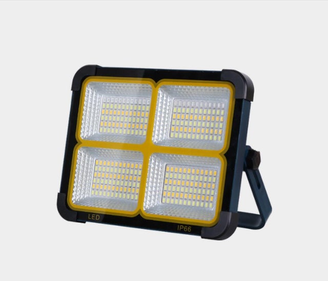 Projecteur LED Rechargeable 100W, Projecteur Chantier Rechargeable 12000mAh/ Panneau Solaire/ 4 Modes d'éclairage, Projecteur sur Batterie Rechar