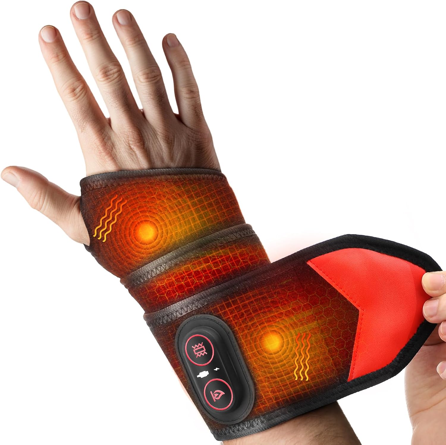 Cuscinetto Riscaldante Da Polso Senza Fili Con Vibrazione E Luce Rossa, 3 Modalità Calore (50-70°C) E Vibrazione, Polsiera Multifunzione Per Polso, Mano, Ginocchio, Gomito, Caviglia – Batteria 3000mAh
