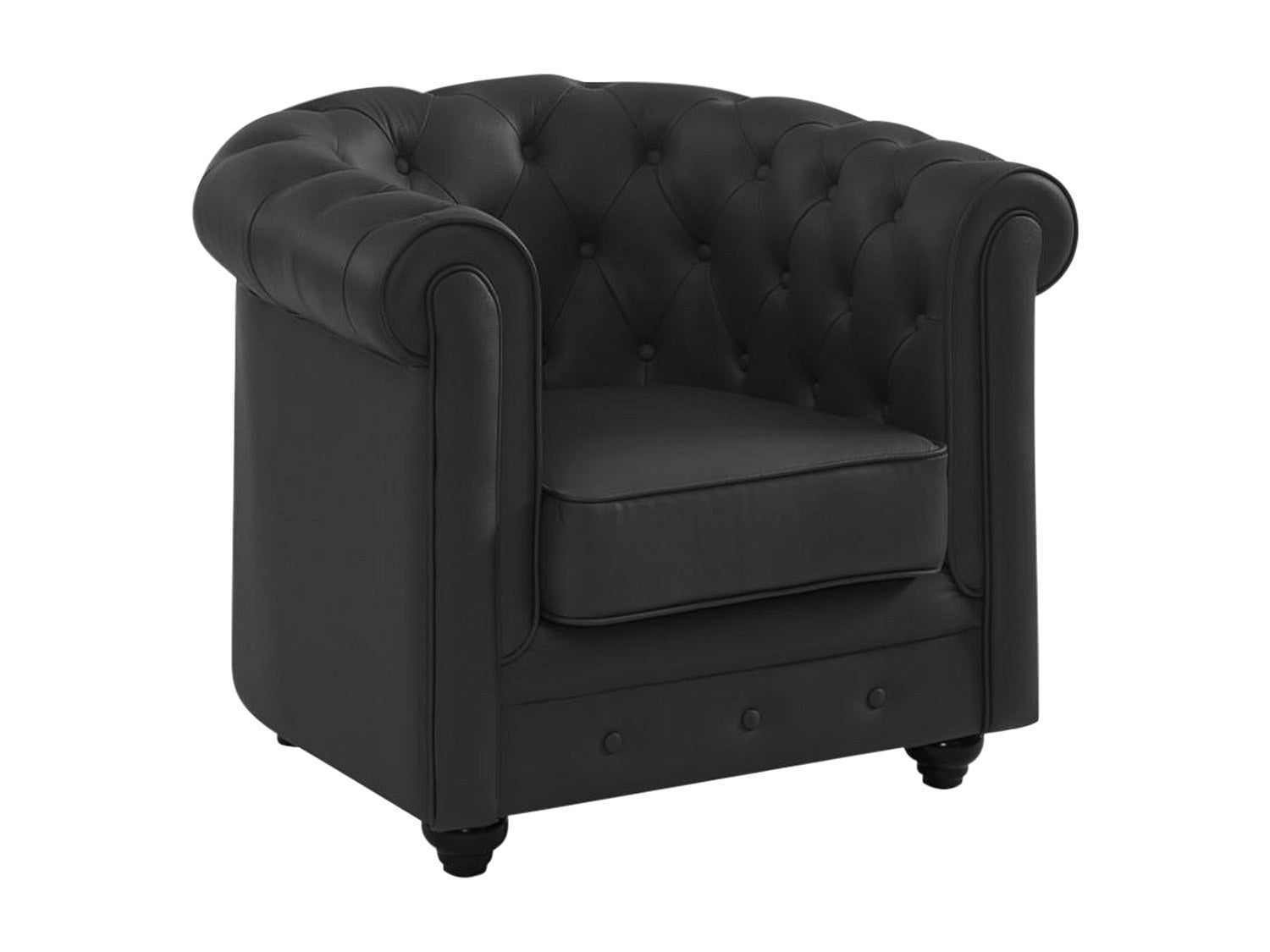 Fotel ze skóry bawolej CHESTERFIELD - Czarny