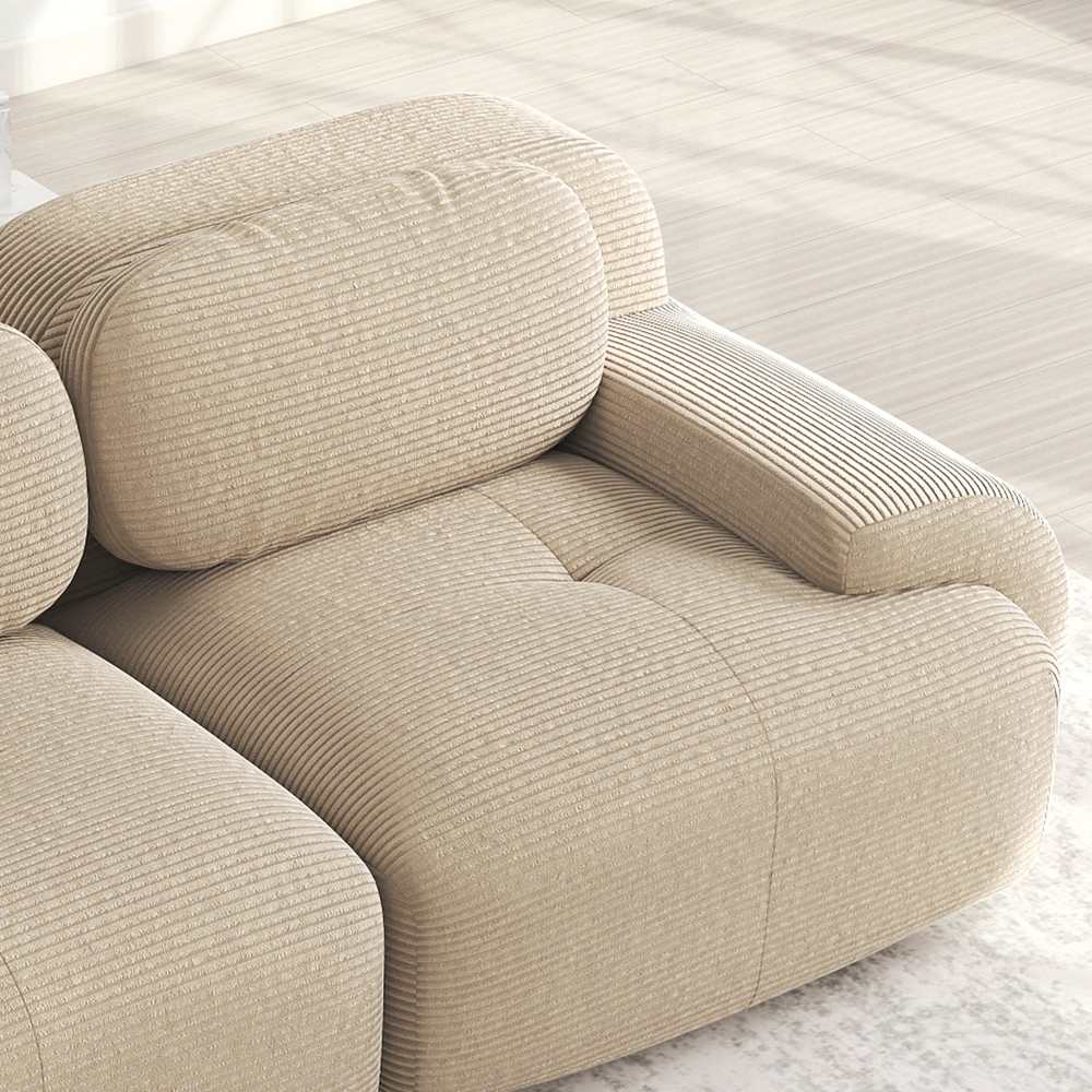 Canapé d’angle modulable ergonomique en tissu côtelé, adapté aux animaux, rembourrage haute élasticité 32D, pour salon et chambre - 7