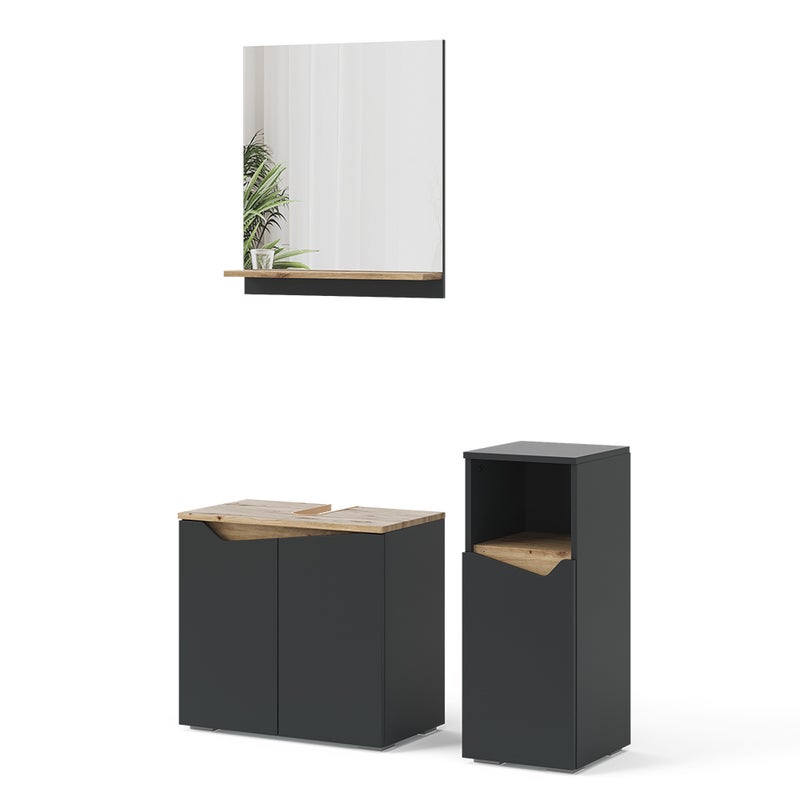 Vicco Zestaw mebli łazienkowych Marelle, Antracyt, 3 sztuki, z szafką midi