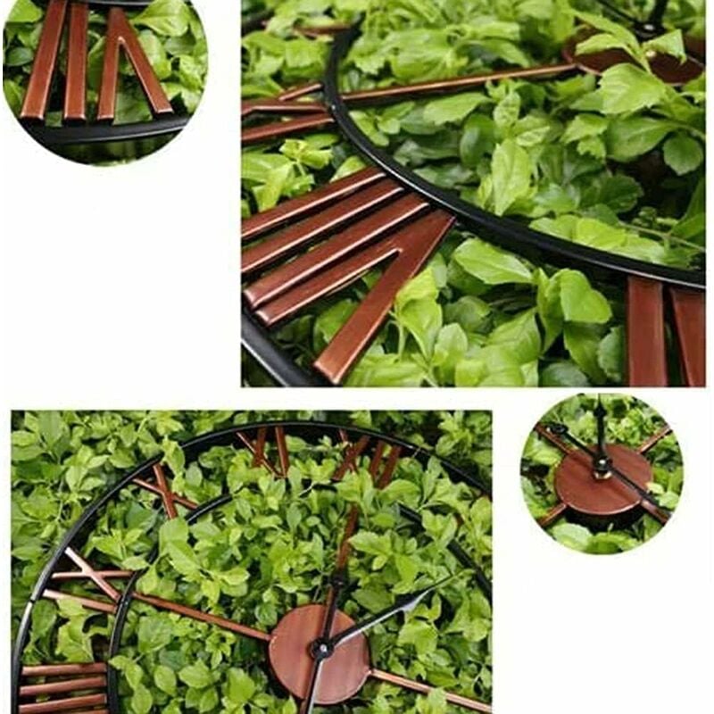 Horloge de jardin (cuivre),40 cm Horloge murale de jardin d'extérieur Grands chiffres romains Horloge de jardin Horloge en fer d'extérieur Horloge - 3