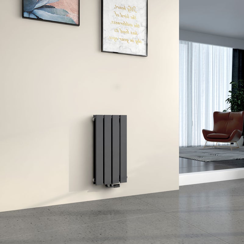 EMKE Grzejnik Stalowy Podwójny Pionowy 327W, 60x30,4 cm, 4 bar, do 4 m² – Antracytowy