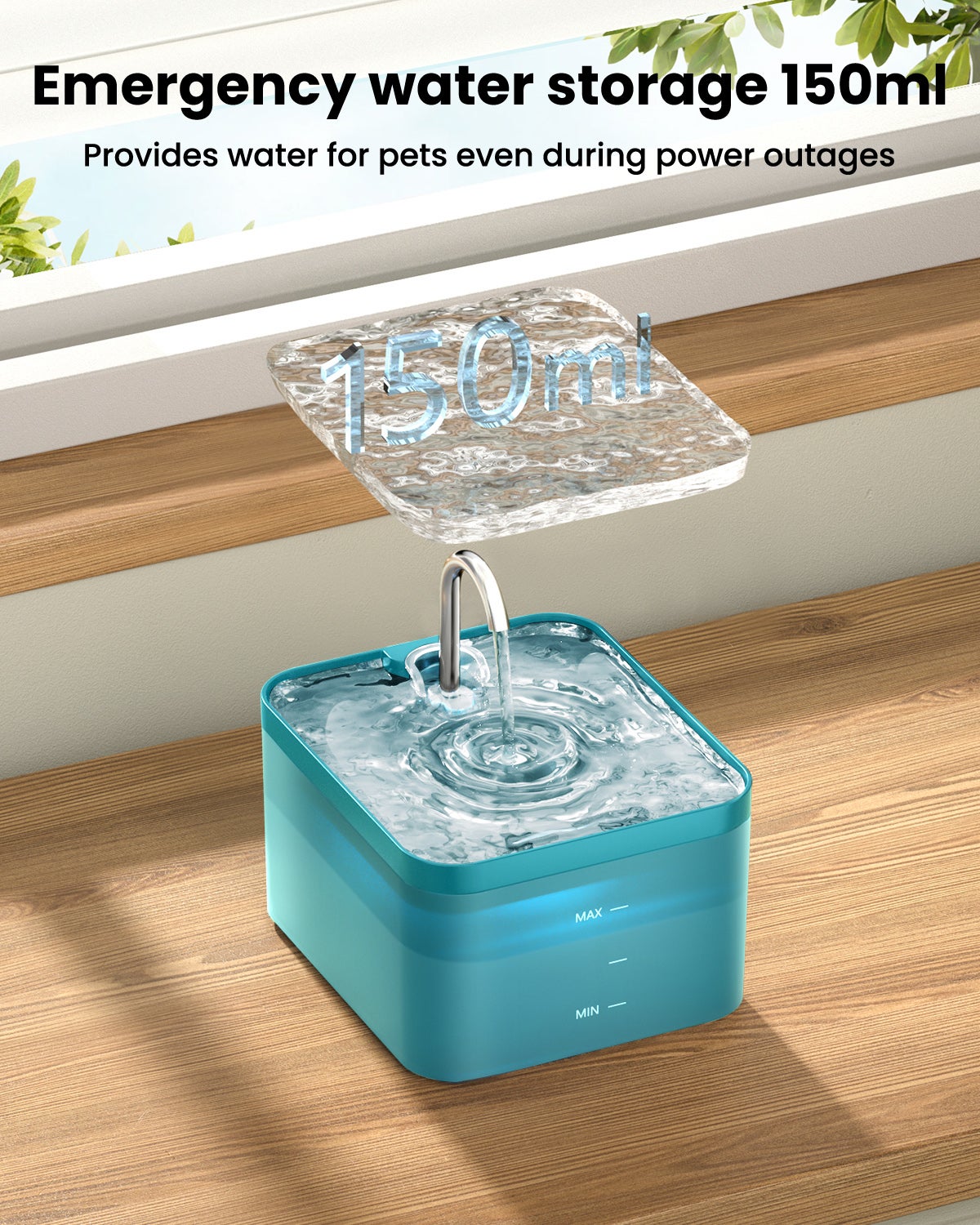 2,2L Fontaine à Eau pour Chat, Super Silencieuse, Facile à Mettoyer, Fontaine a Eau avec LED, Convient à Plusieurs Animaux de Compagnie (Vert) - 5