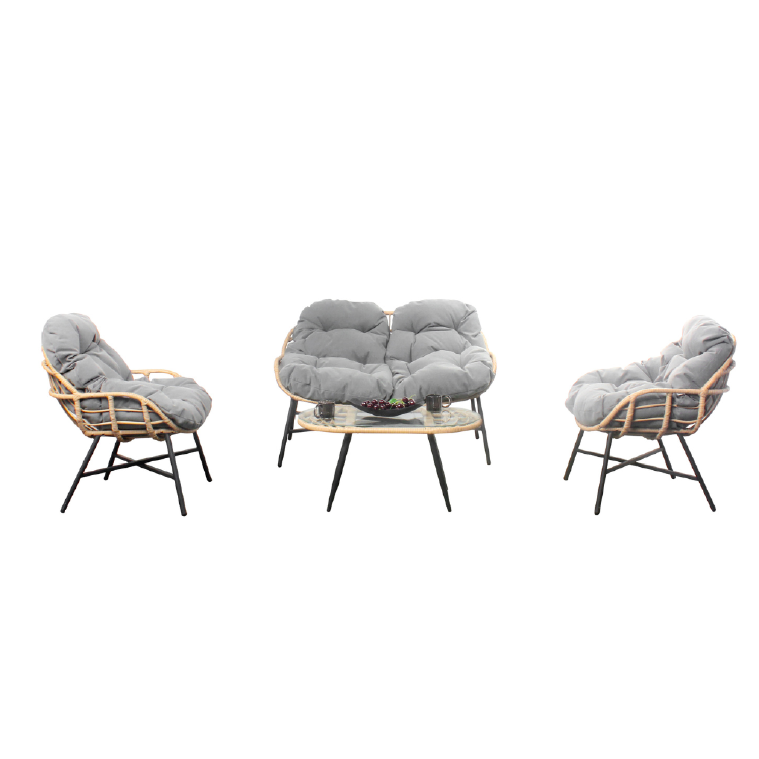 Salon bas de jardin en Acier Gris 4 personnes - 2