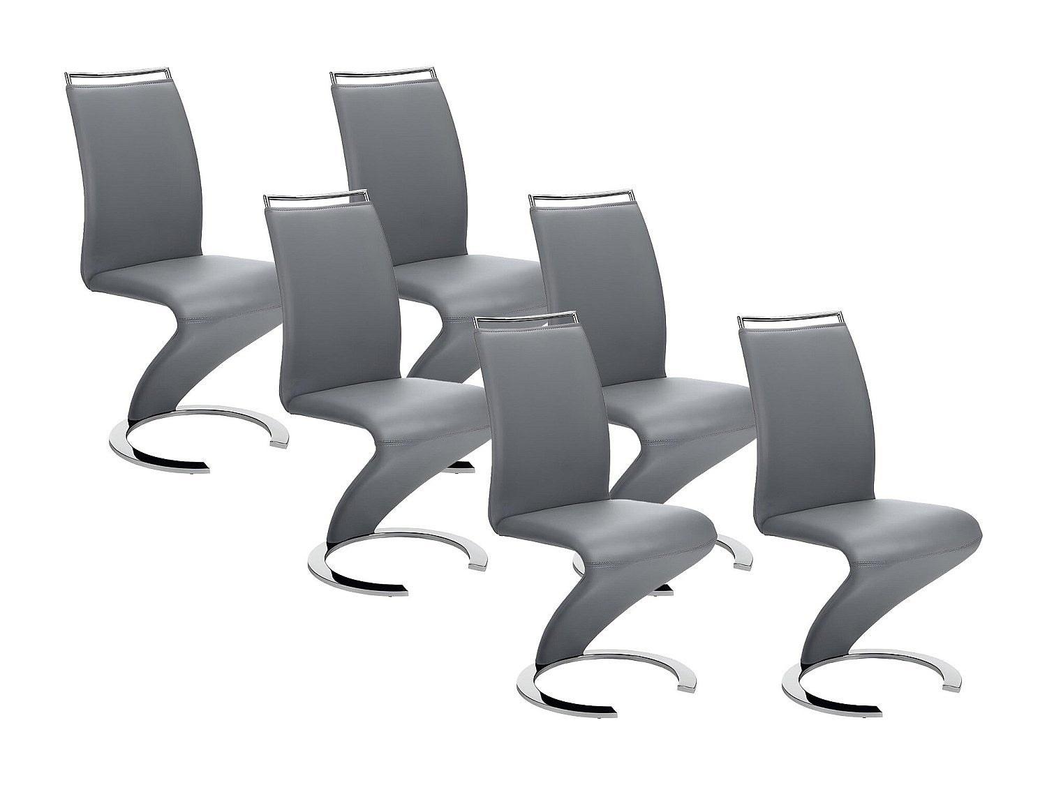 Komplet 6 krzeseł TWIZY - Szara ekoskóra