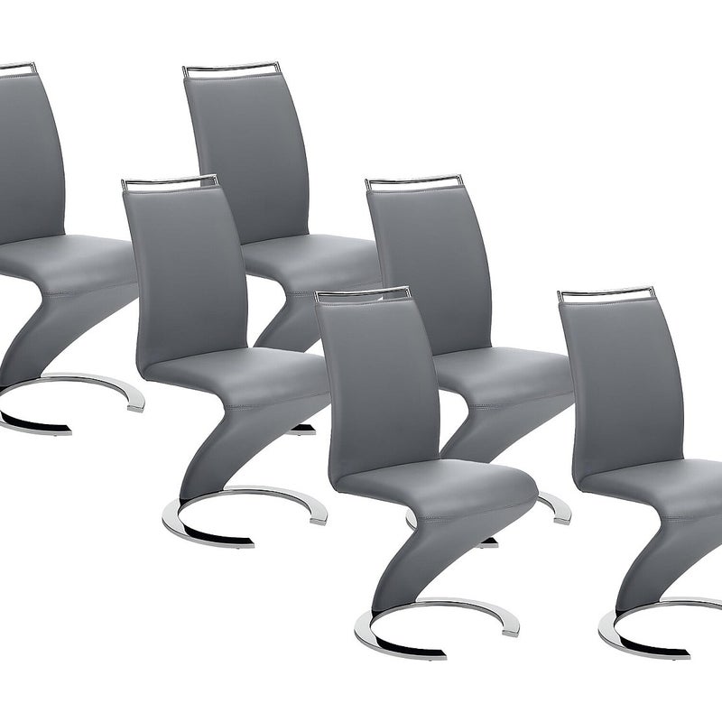 Komplet 6 krzeseł TWIZY - Szara ekoskóra