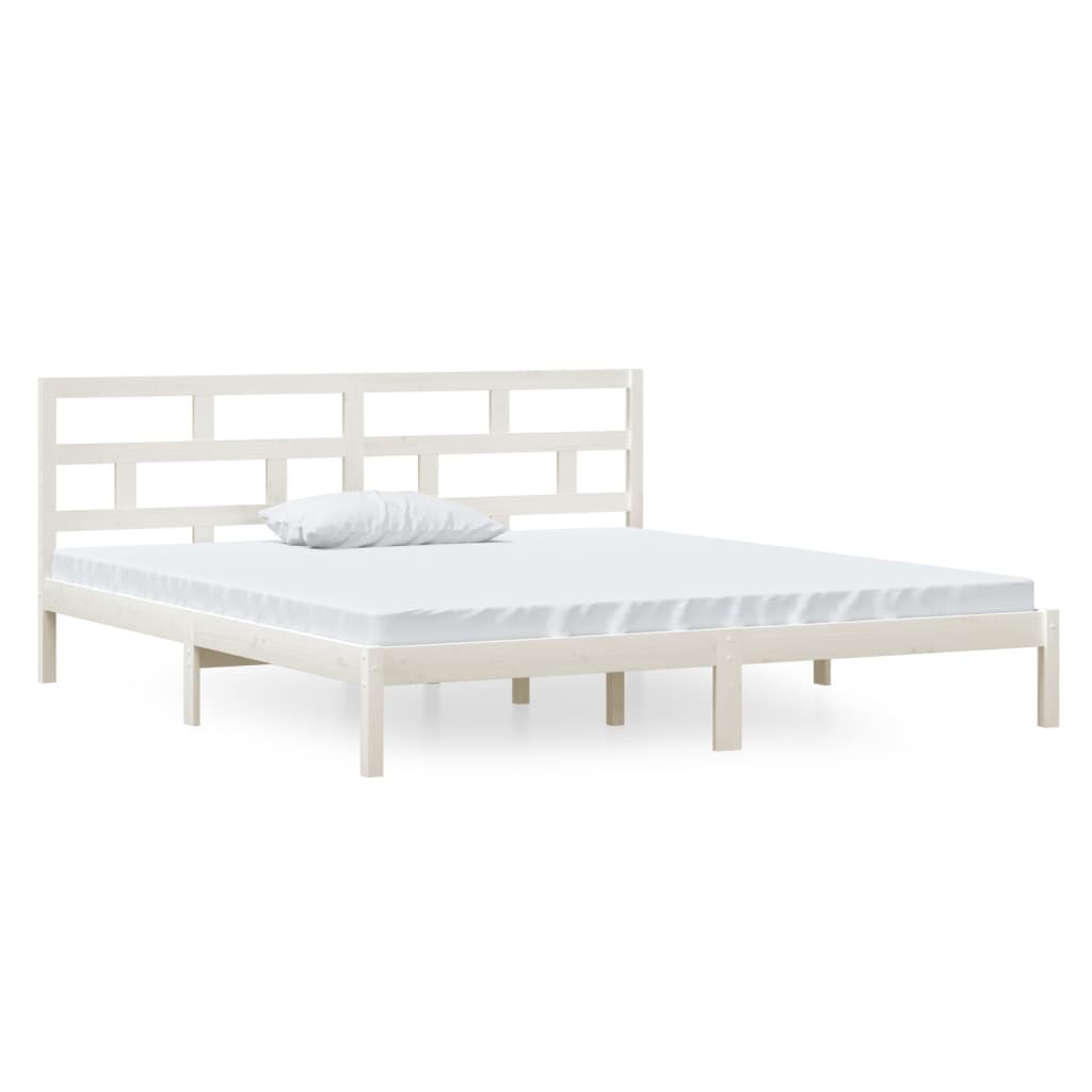 Cadre de lit sans matelas blanc en bois massif 140 x 190 cm - 2