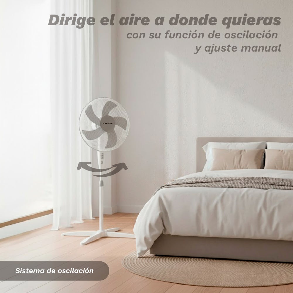 Ventilador de Pie FAN-165X - Base en Forma X - 50W - Blanco - 6