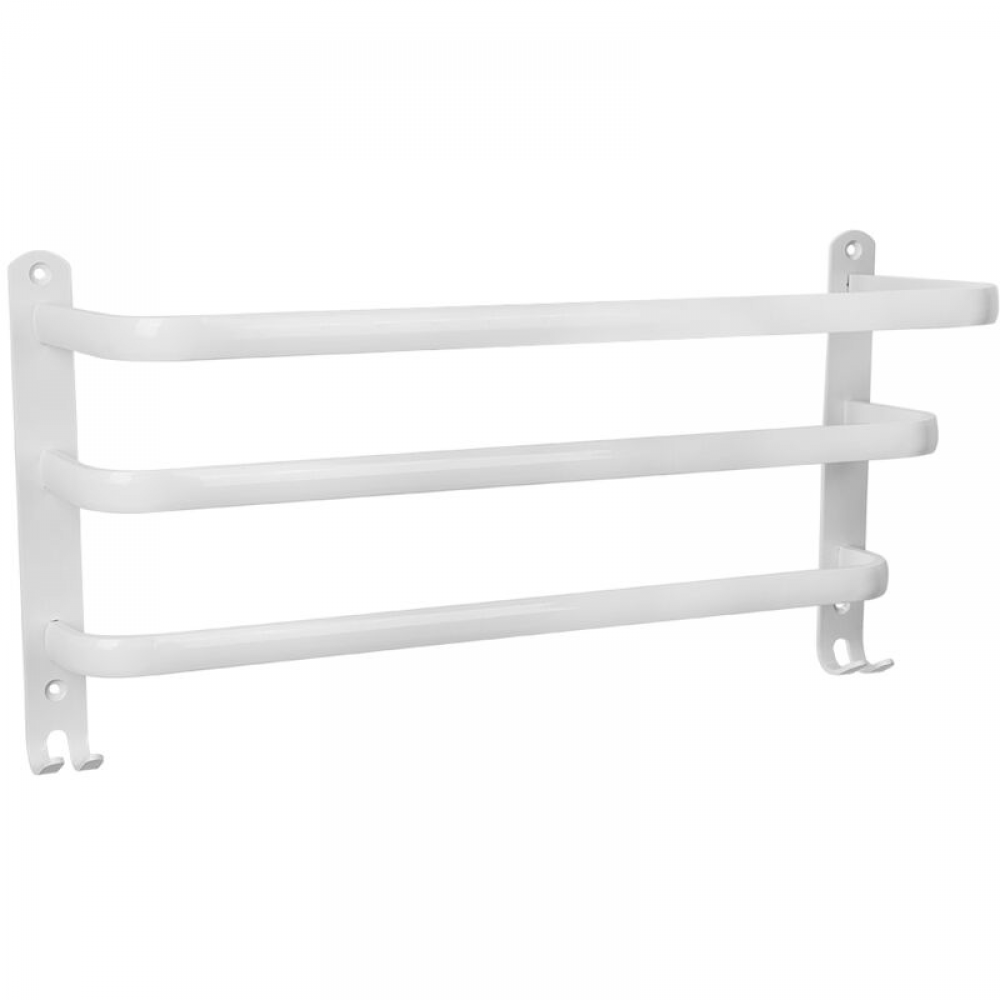 Wieszak na ręczniki ścienny do łazienki, aluminiowy, z 3 drążkami, 60×21,5×7,5 cm, biały