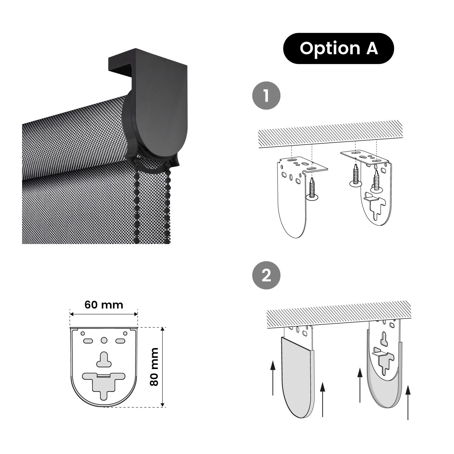 Estore rolo Screen Plus tubo 38 mm - proteção solar e térmica Cinzento escuro 180x250 cm - 7