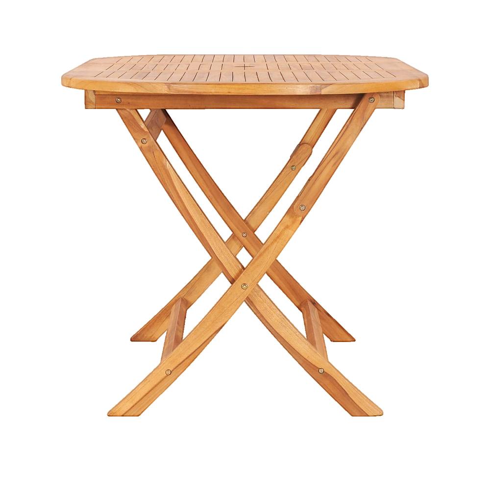Table de jardin extensible ovale en Bois Marron 2 places - 3