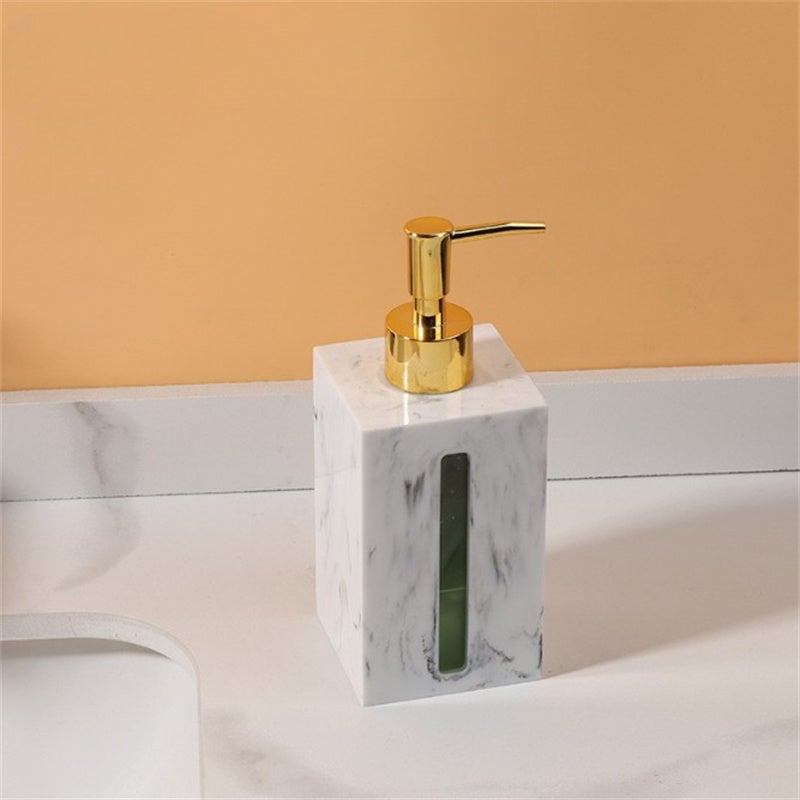 Butelka mydła w płynie z żywicy, butelka żelu pod prysznic, butelka 500 ml, biała, złota głowica pompki, 7,2 * 7,2 * 18,5 cm