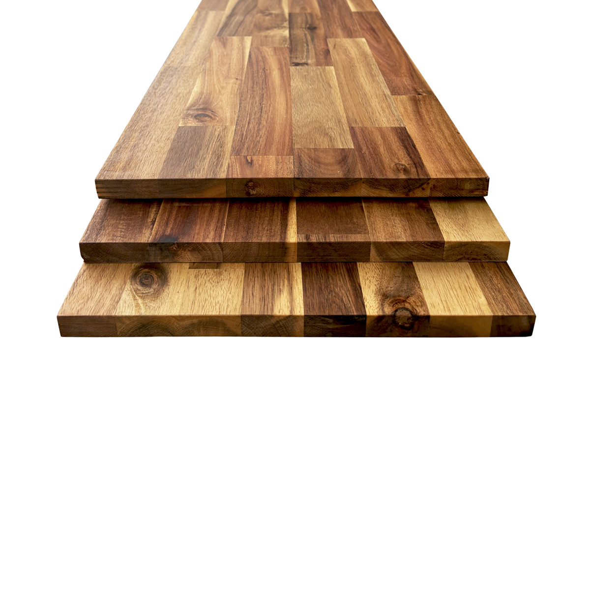 Lot de 3 Tablettes Acacia Massif Pré-Huilé Teck Abouté, L.200 cm x l.30 cm, Ep.18mm - 4