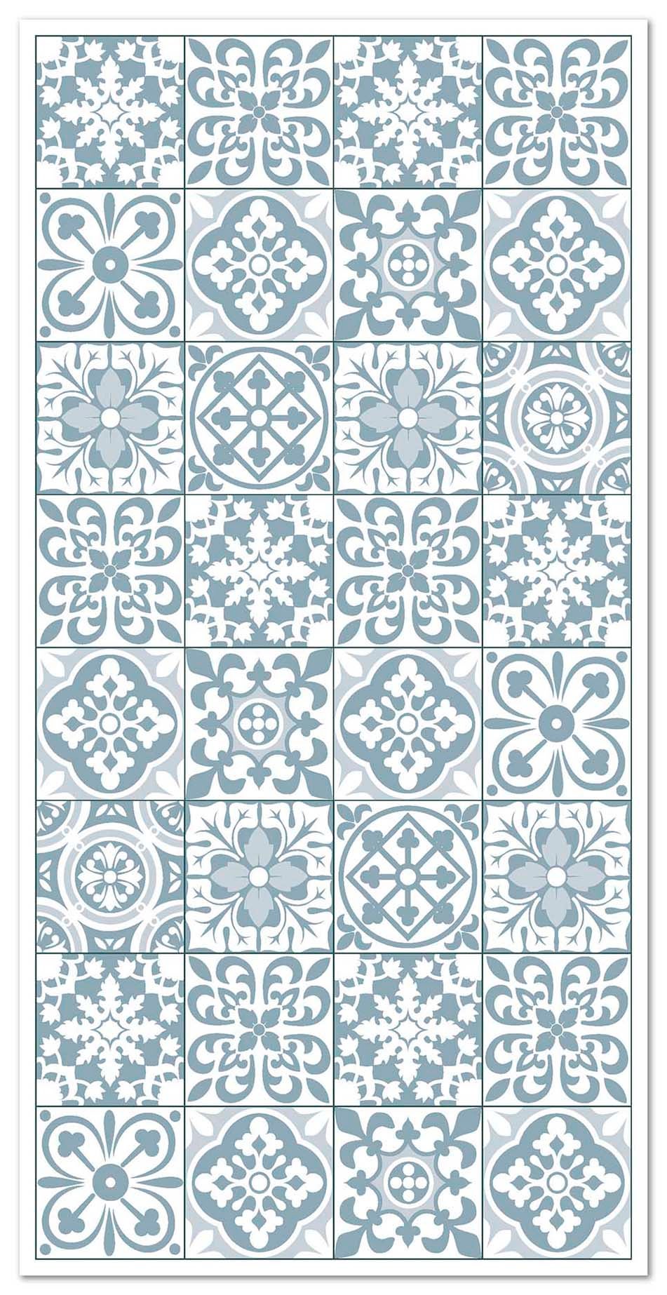 Panorama alfombra vinílica hidráulica triana azul 40x80 cm - alfombra cocina vinilo - alfombra salón antideslizante e ignífuga