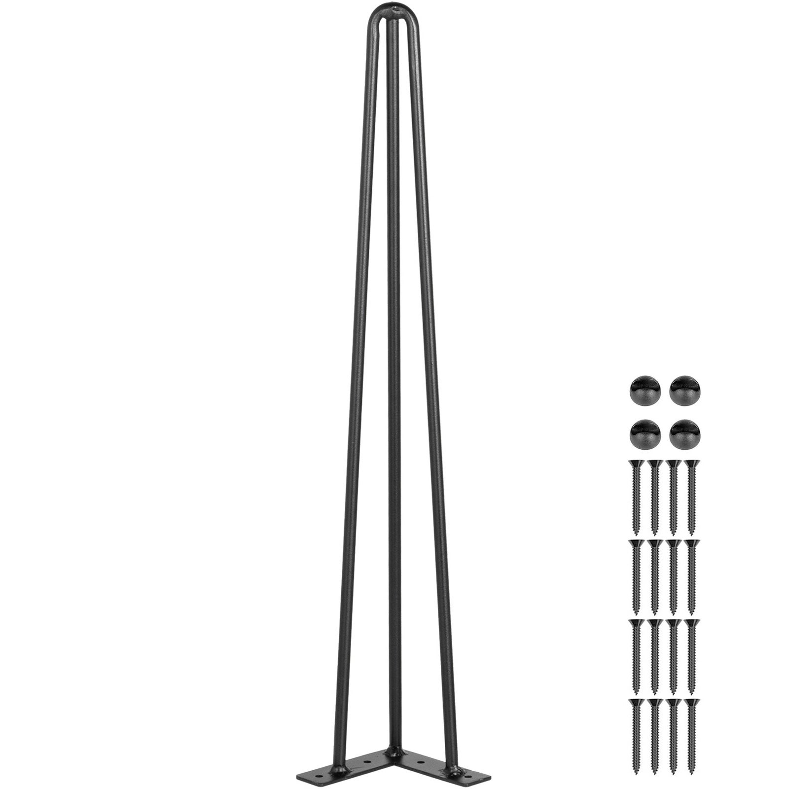 Nogi do Stołu typu Hairpin SucceBuy, ze Stali Węglowej, 26 cali, Zestaw 4 szt., Nośność 220 lb na Nogę, 3 Pręty, Czarne, Do Biurka i Ławki DIY