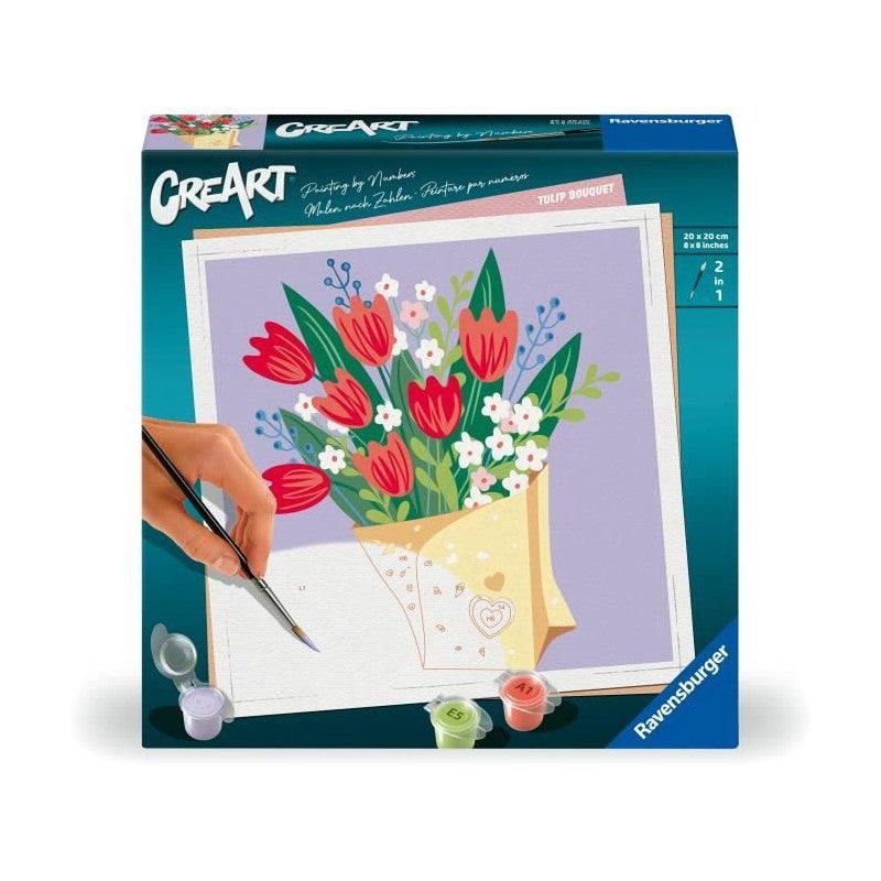 Zestaw do malowania po numerach Ravensburger Bukiet tulipanów 20x20 cm wielokolorowy