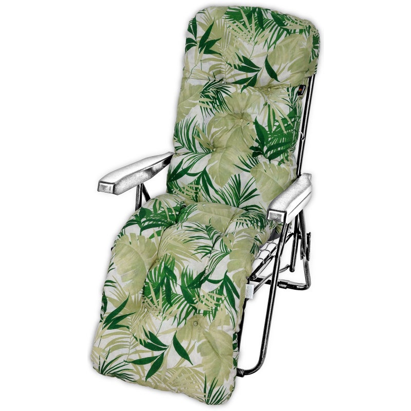 Poduszka ogrodowa na leżak z podnóżkiem AMPO beżowy zielony 1 szt.