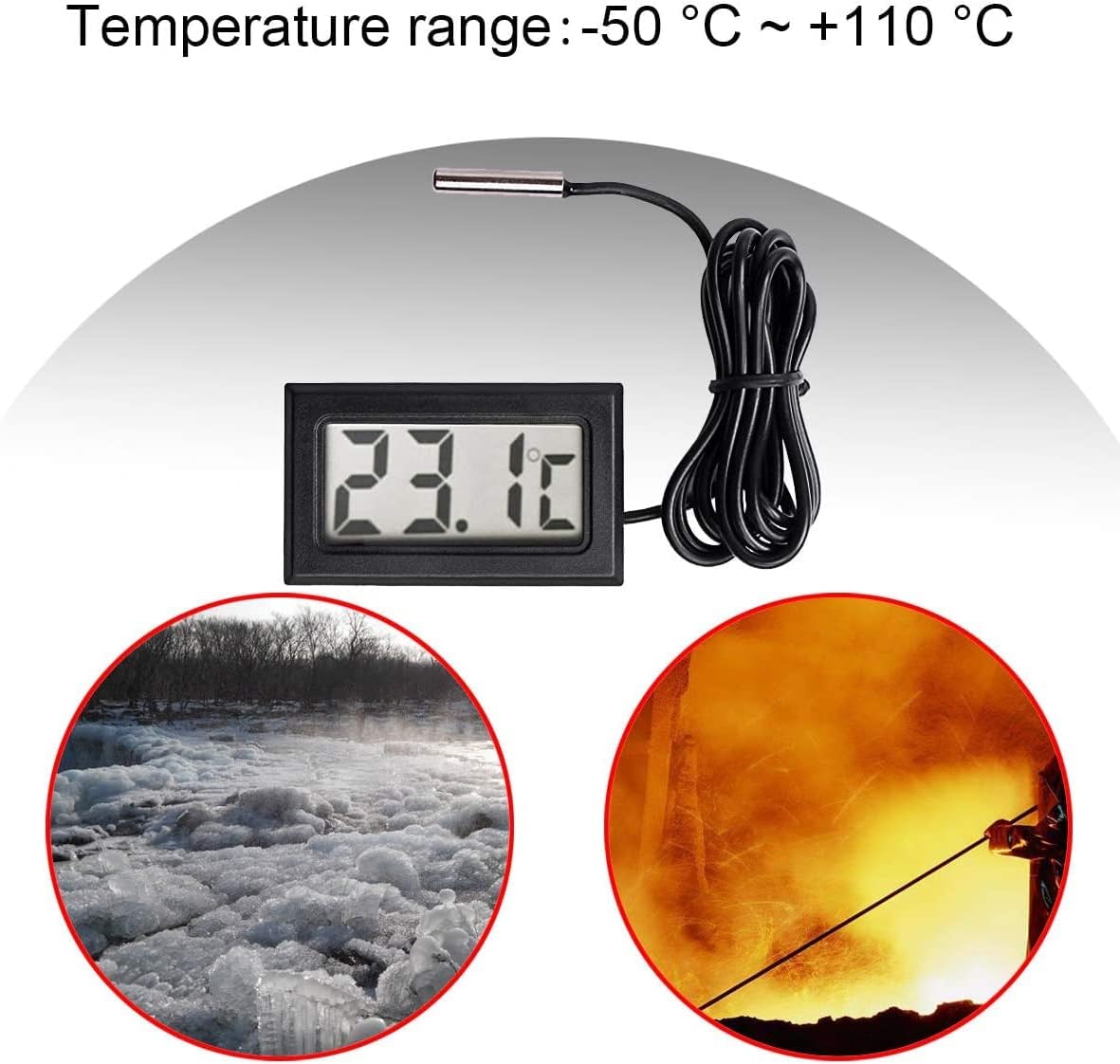 szt. Nowy cyfrowy termometr LCD z sondą czujnika temperatury Zakres od -50 stopni Celsjusza do +110 stopni Celsjusza - 3