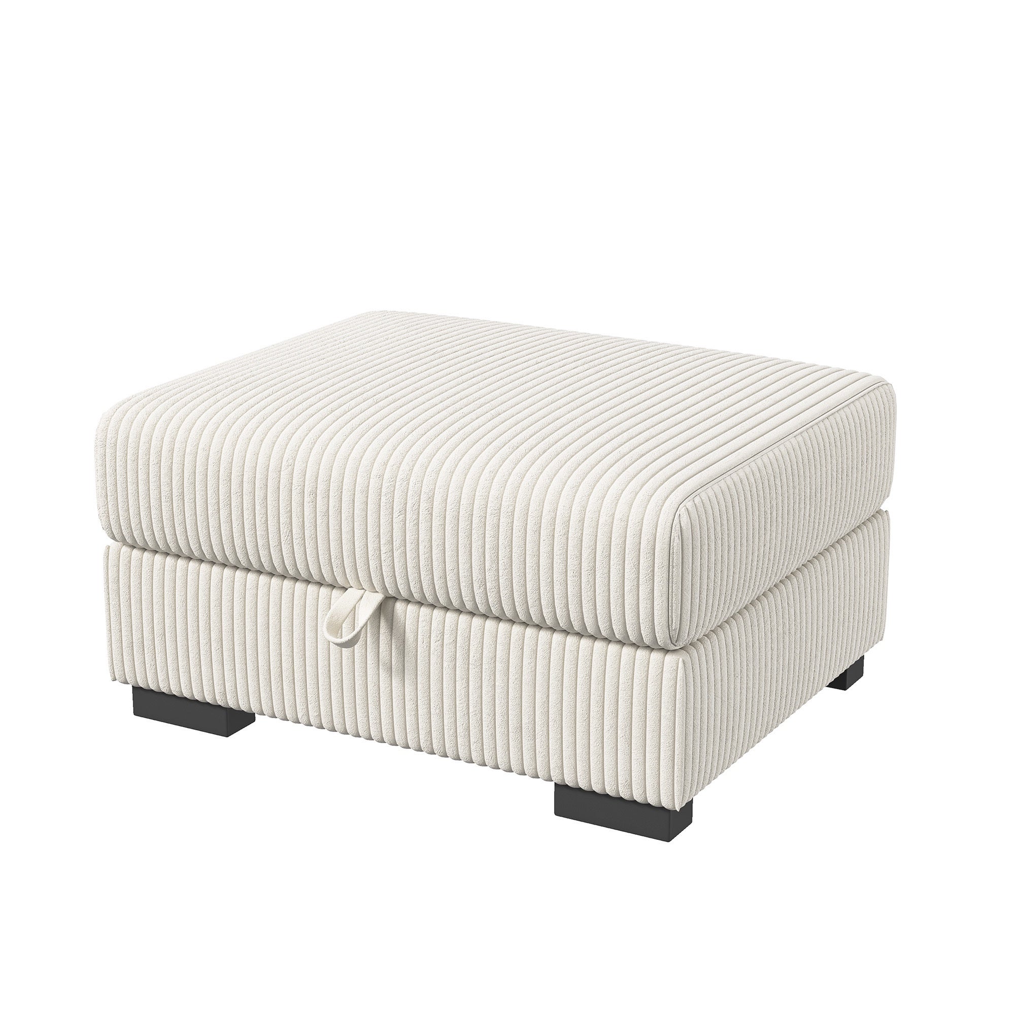 Repose-pieds rectangulaire 88 x 69 x 45 cm - Ottoman de salon modulable - Avec coffre de rangement intégré 88 x 69 x 45 cm - Velours côtelé - Beige - 8