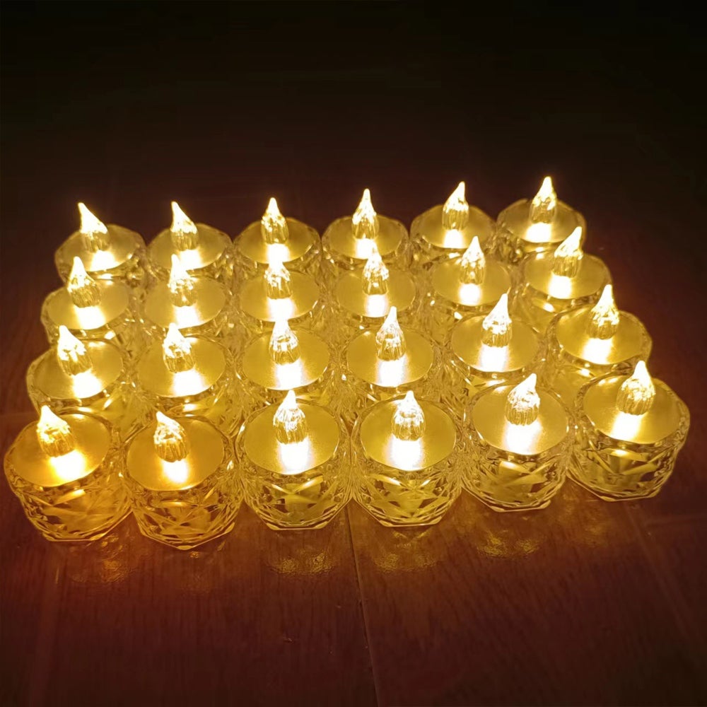 24pcs Bougies Cristal Sans Flamme LED à Piles, Lumière Chaude, Déco Mariage, Table, Demande en Mariage, Porte-Bougie, Maison Romantique - 9