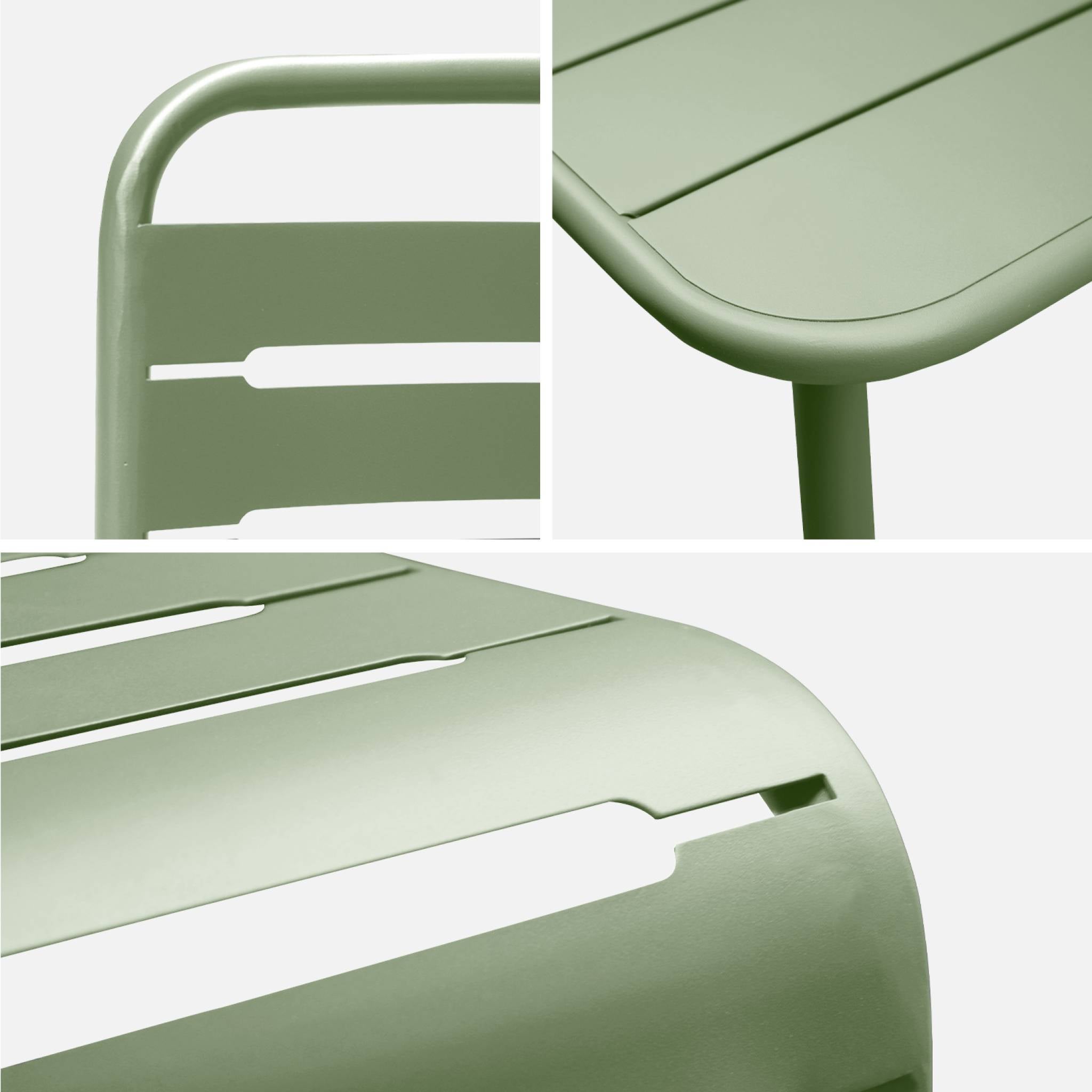 Table de jardin métal + 8 assises vert traitement antirouille. lattes et bords arrondis AMÉLIA - 7