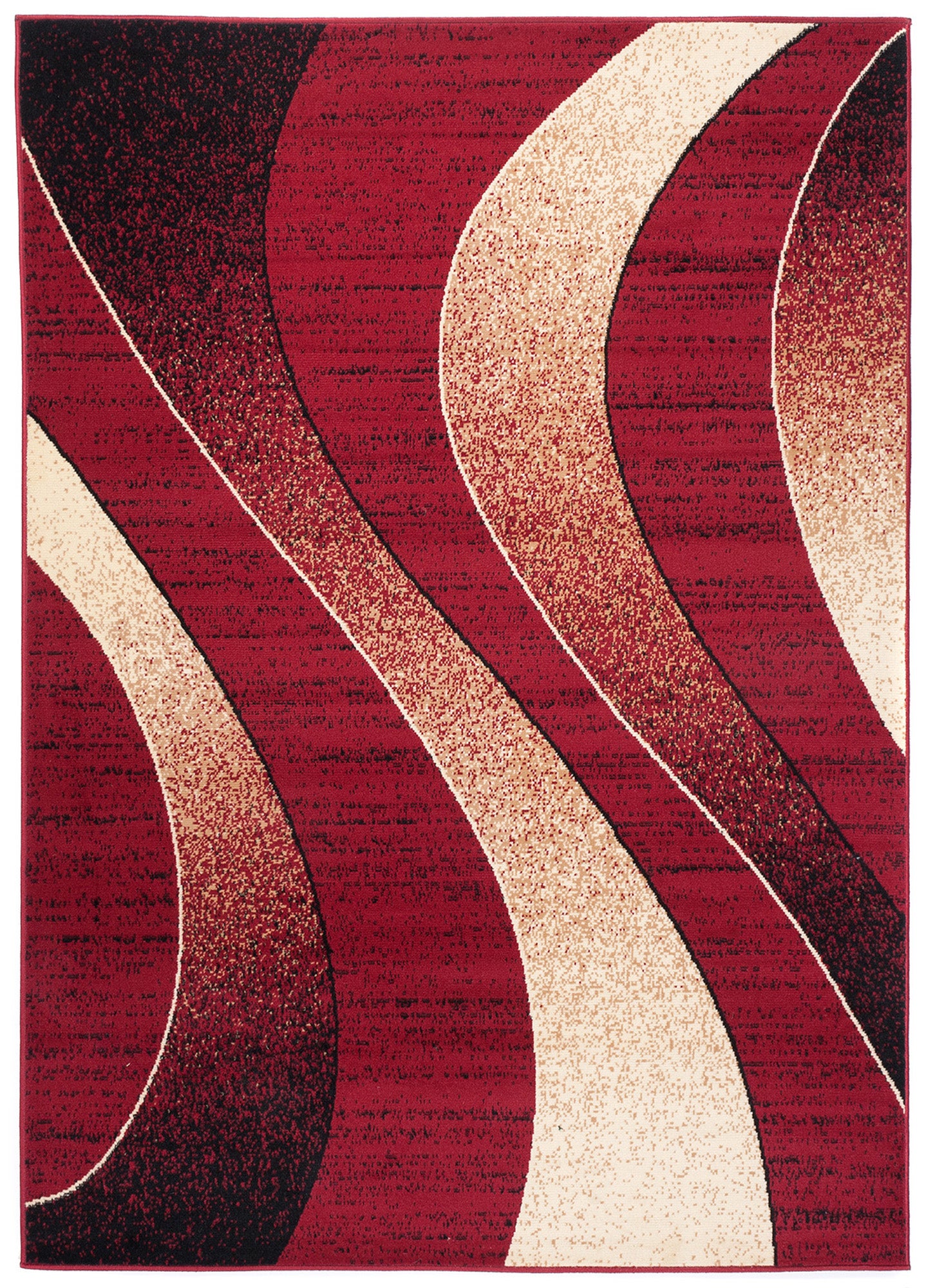 TAPISO Dream Tapis Salon Chambre Fin Rouge Beige Bordeaux Ondes Vagues Poil Court Doux 300 x 400 cm - 2