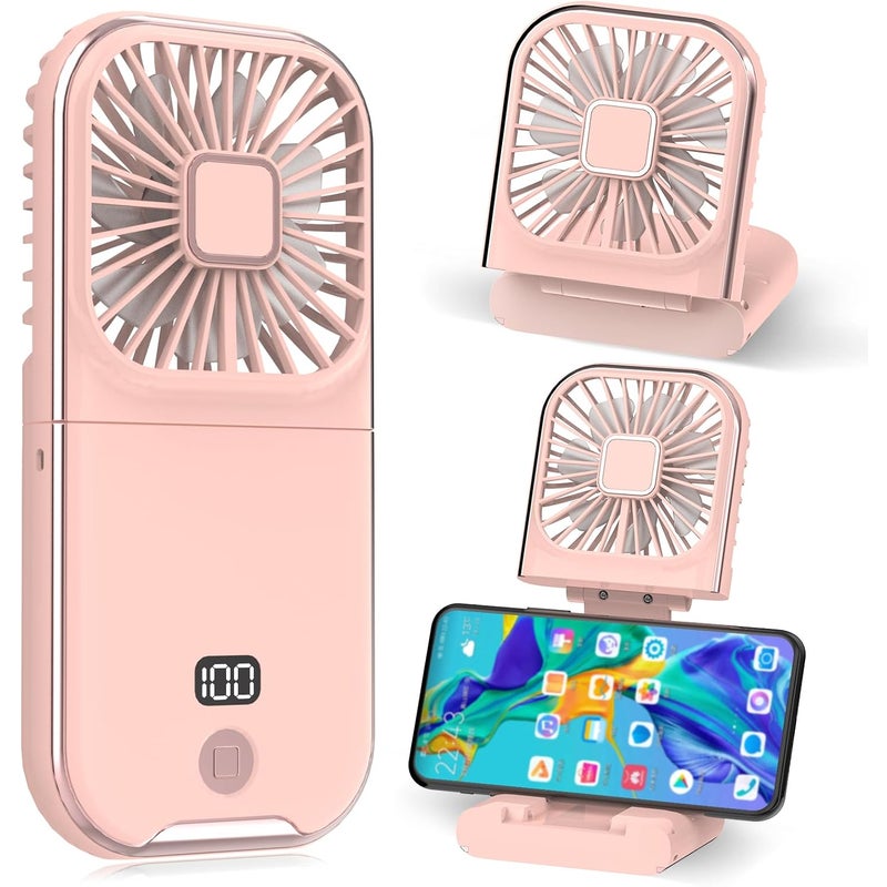 Mały wentylator przenośny, ładowany przez USB, cichy, idealny do biura, domu, na zewnątrz i do spania (różowy)