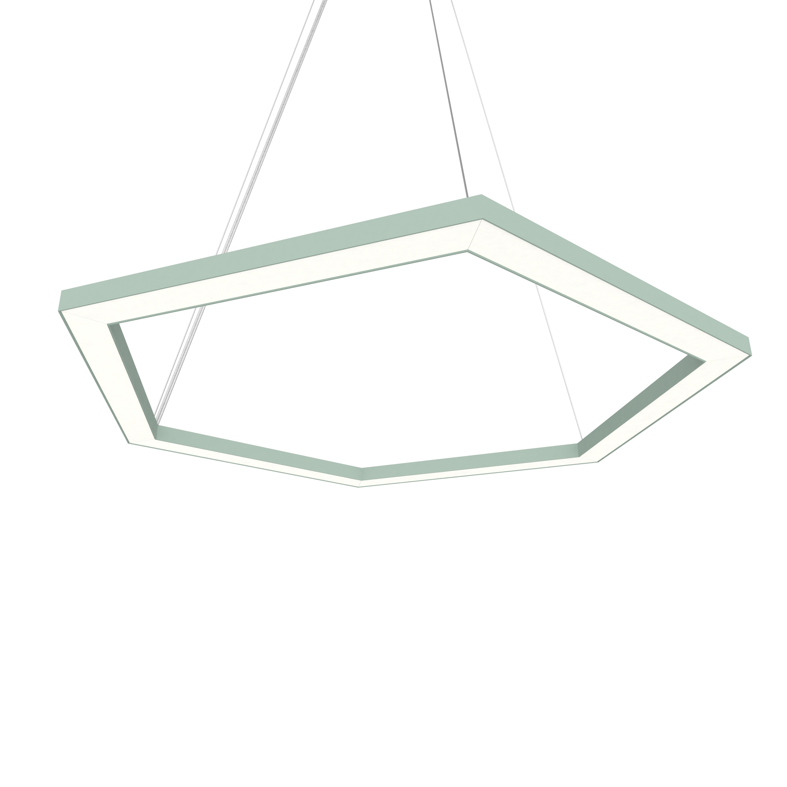 Lumicom | esagono 1x lámpara pendiente, strip led, 34w/m, 4000k, metal, verde glacial, ø60cm