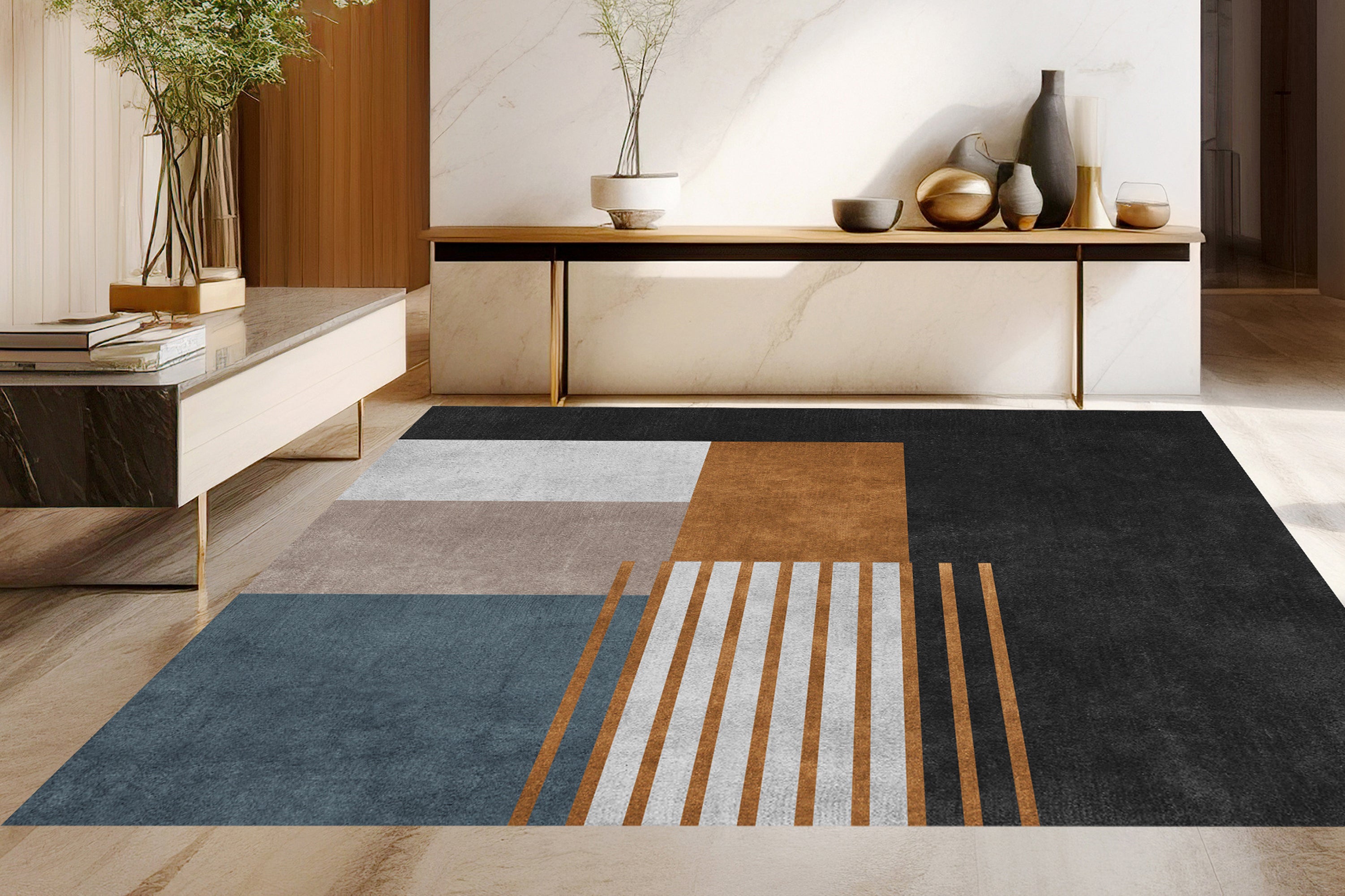 Alfombra de vinilo albertville 200x266 cm - pvc antideslizante, vinilica para cocina o salón, lavable, estilo moderno