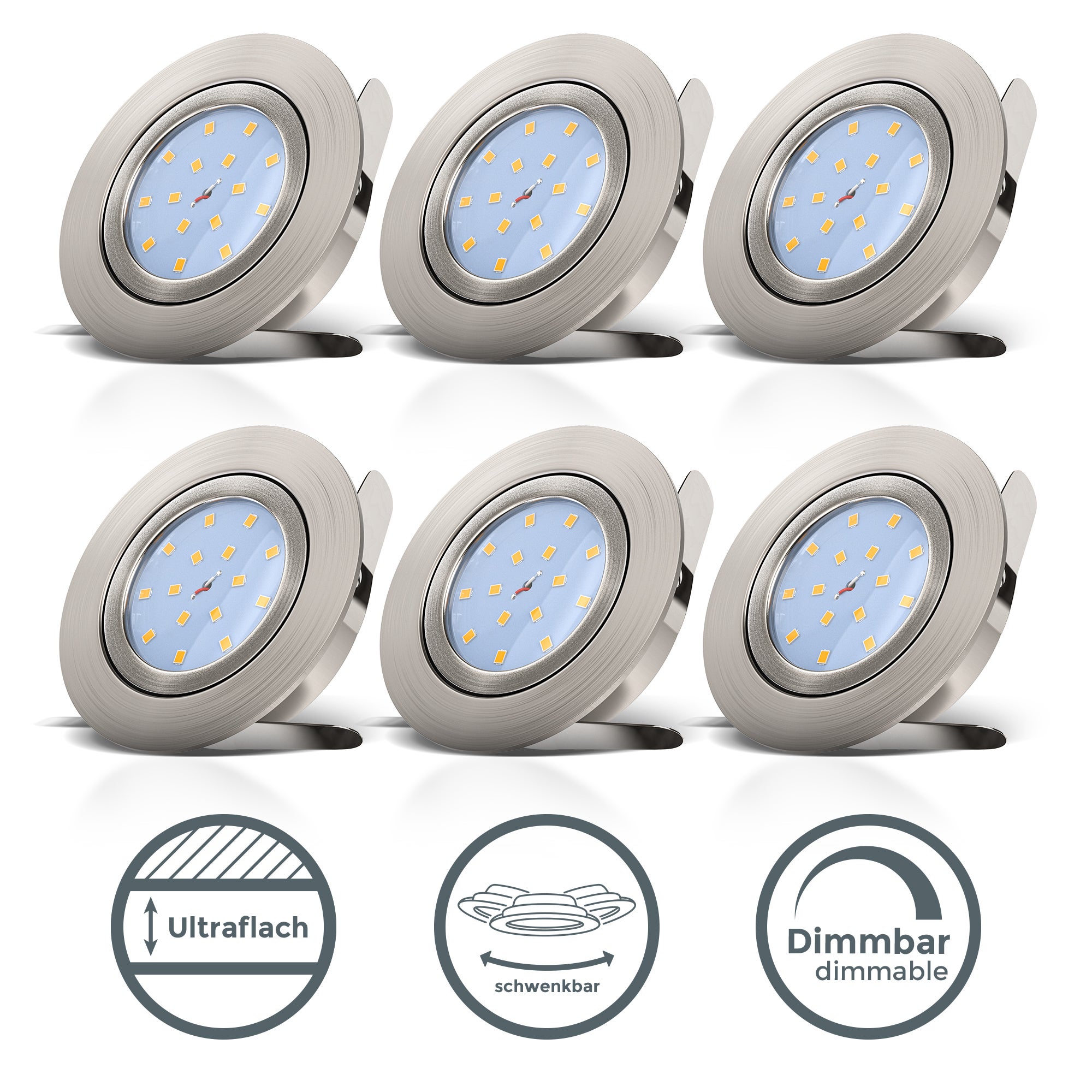Lot de - spots LED encastrables orientables - IP23 - Ø82mm - Dimmables - 5,5W 470lm chacun - Blanc chaud 3000K - B.K.Licht - 2