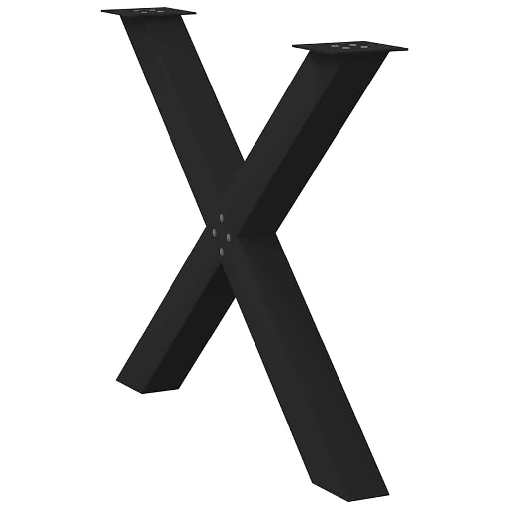 Maison Exclusive - Pieds de table à manger en forme de X, 2 pièces, noir, 90 x (72-73) cm, acier - 4