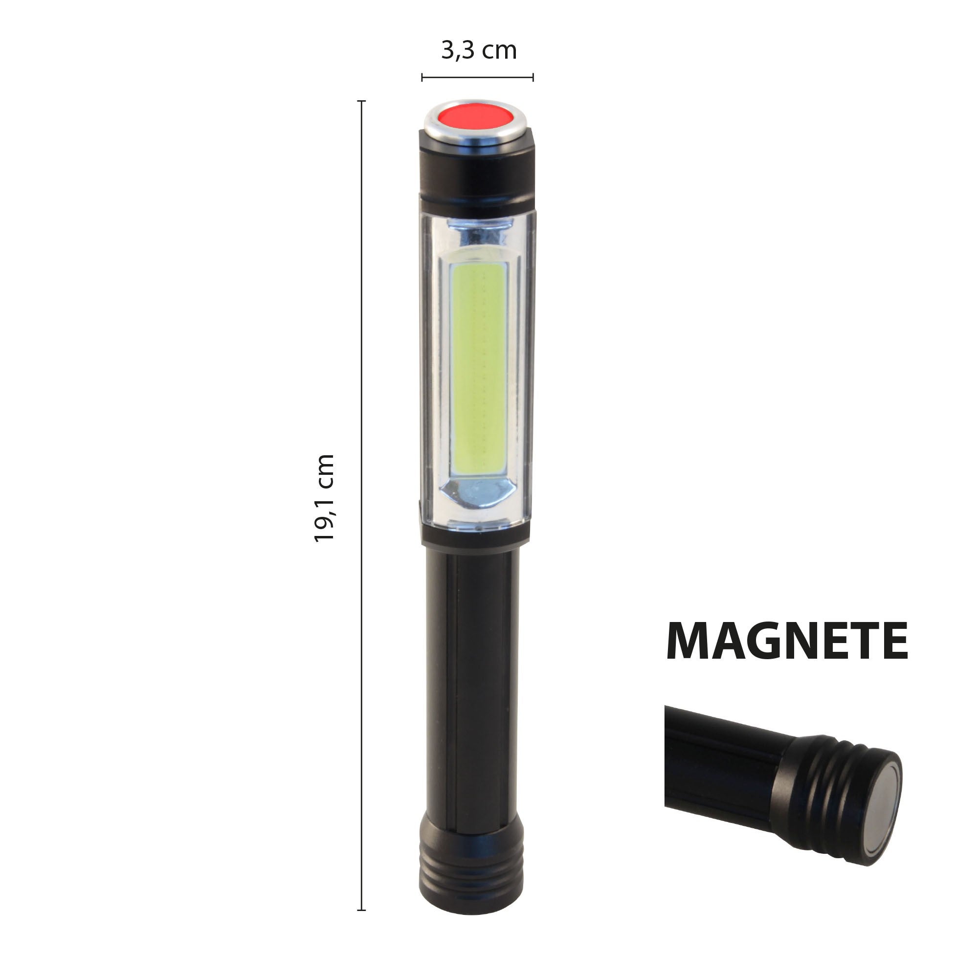 BIG DADDY: torche COB LED 3W en alu. Flash rouge. Aimant - 3
