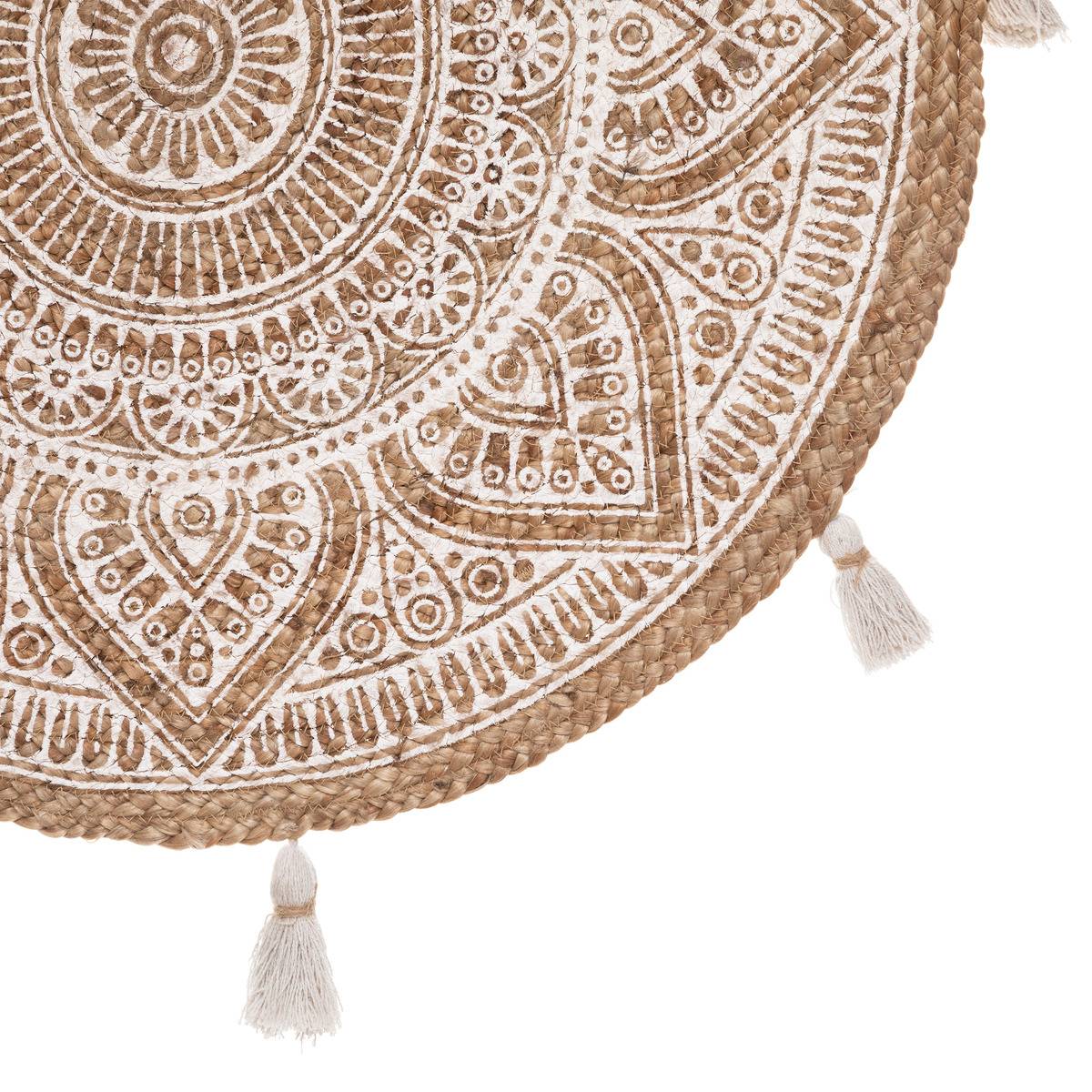 Tapis imprimé à pompons 