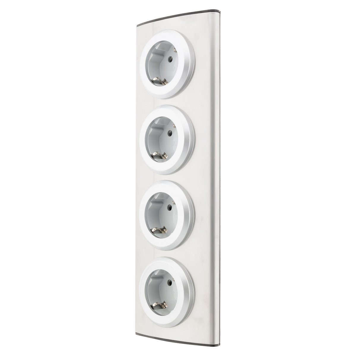 Multiprise de cuisine en angle 4 prises Schuko 16A sans câble - Gris - Otio - 5