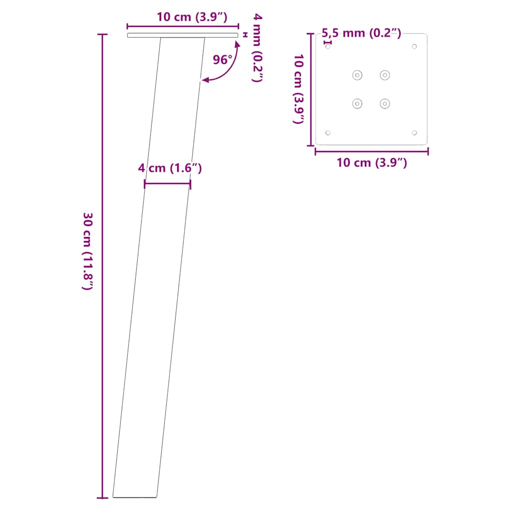 Pernas para mesa de centro 4 peças aço preto 30 cm - COMFORTXL - 9