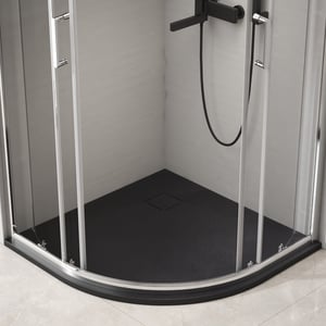 EMKE Receveur de douche Semi-circulaire Antidérapant SMC receveur de douche, Noir 90 x 90 cm
