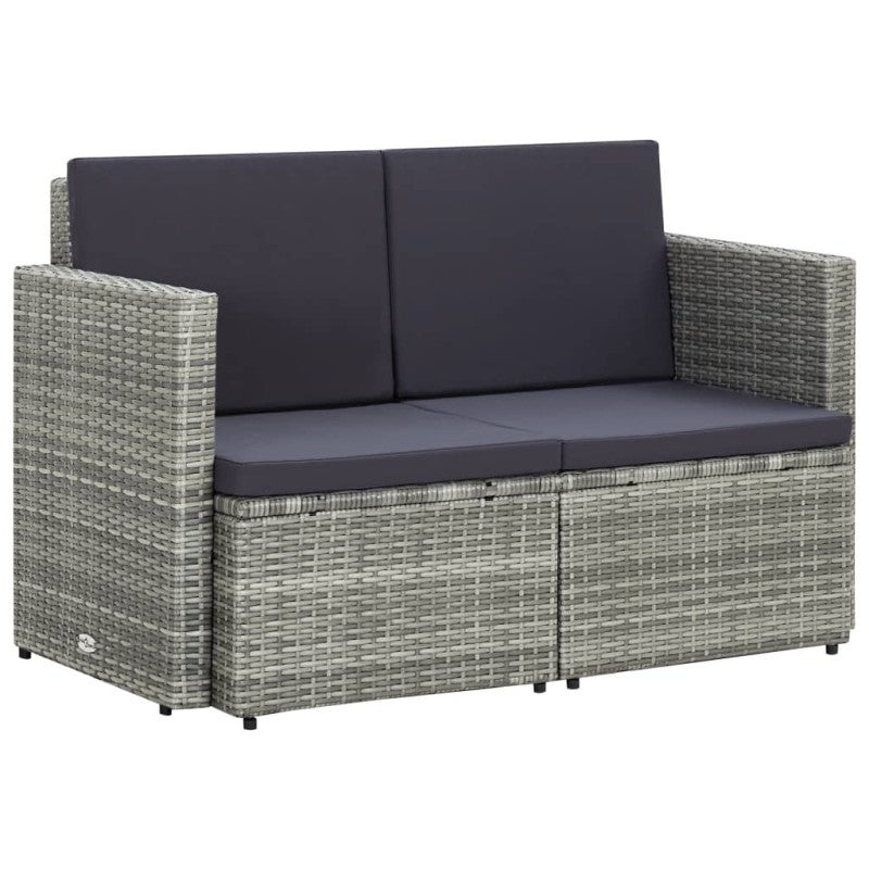 2-osobowa sofa ogrodowa z poduszkami, polirattan, szara vidaXL
