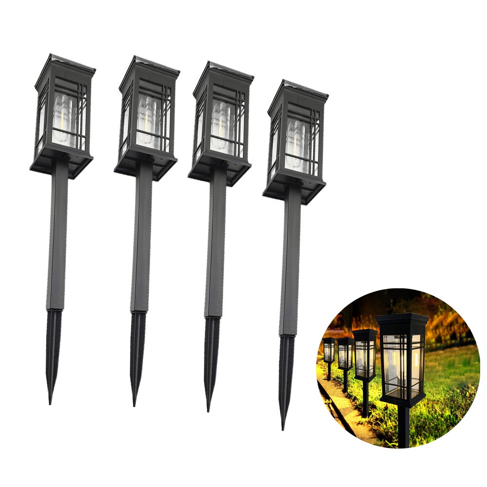 Zestaw 4 wodoodpornych lamp solarnych IP66 do ścieżek, jasne oświetlenie ogrodowe, automatyczne włączanie/wyłączanie, 7 x 7 x 48 cm