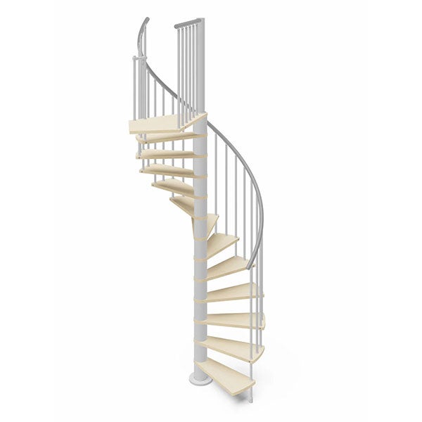 Escalier colimaçon 12 marches - Hauteur à franchir 2.46 à 2.88m - Diamètre 138cm - Bois et blanc - Sens anti-horaire - HOOP138/BB-AH-12