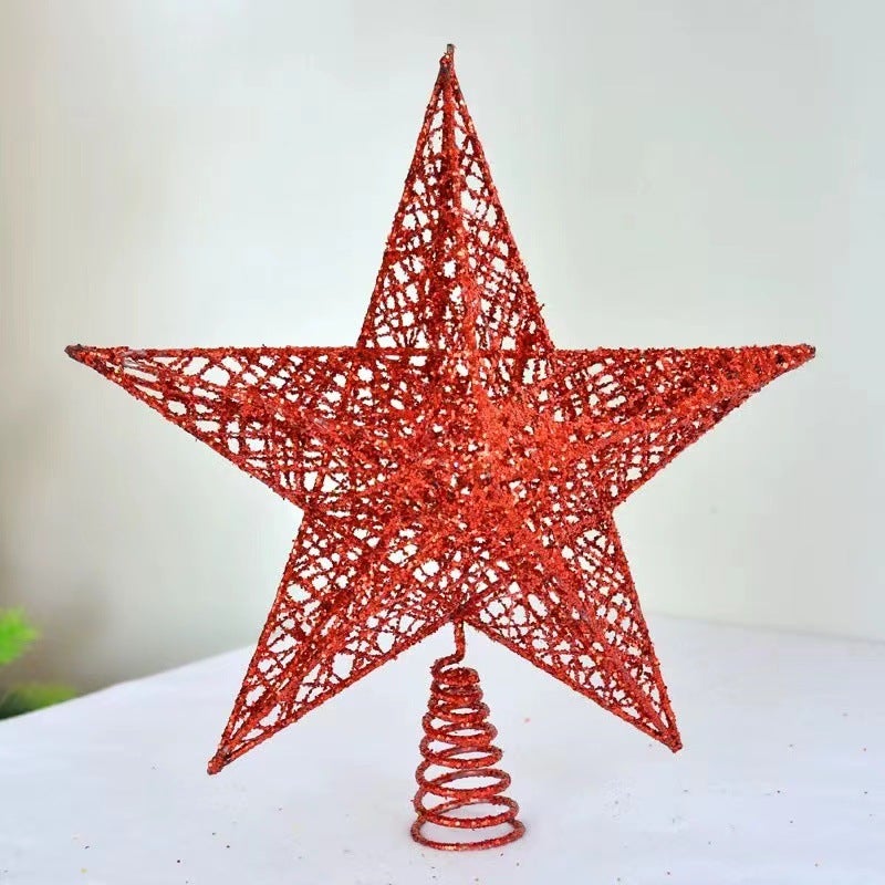 Décoration de sapin de Noël, décoration de Noël, étoile de Noël avec lumière LED, ornements de sapin de Noël, rouge - 4