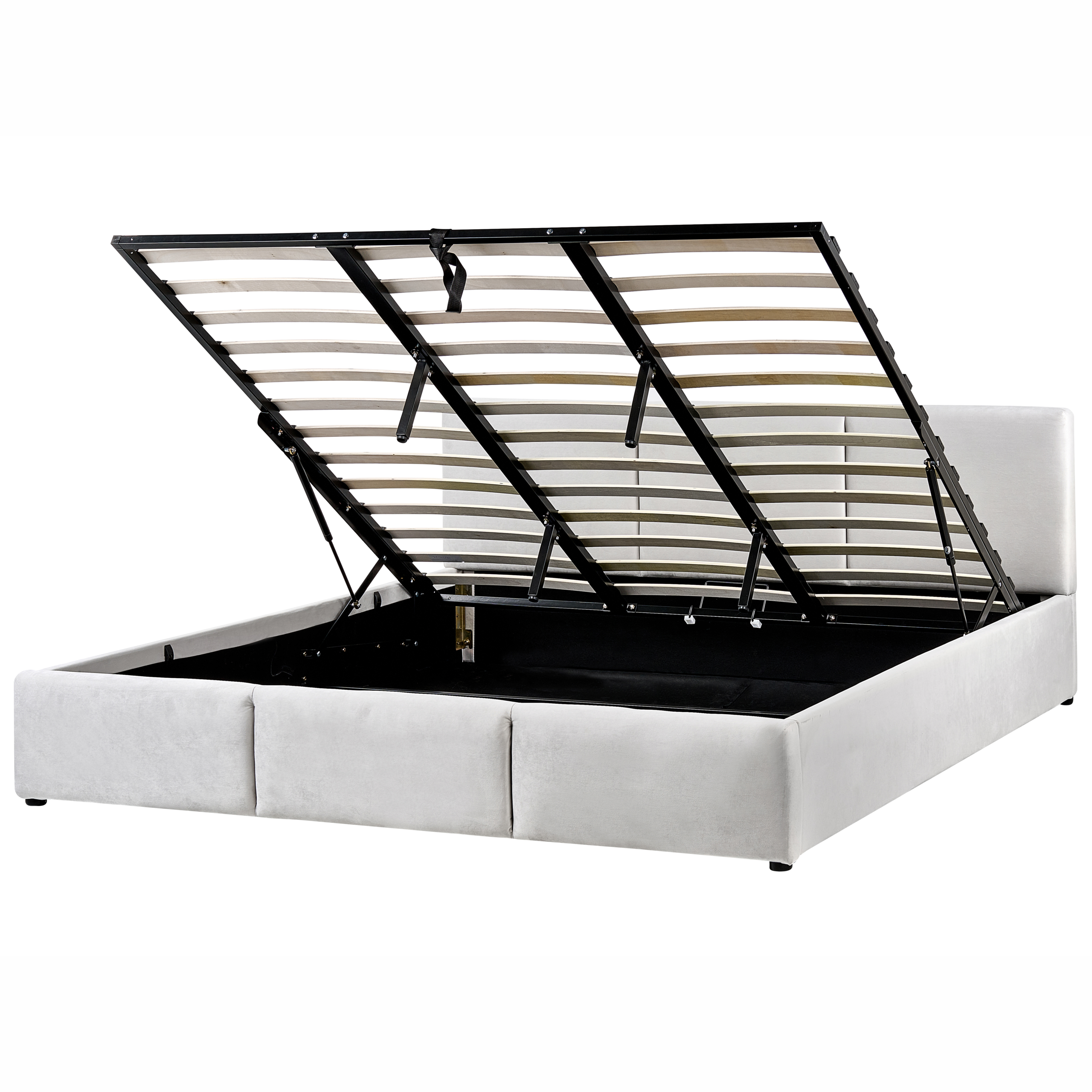 Beliani Cama Con Almacenaje Terciopelo Bousse 180 X 200 Cm Gris/Claro , Leroy Merlin
