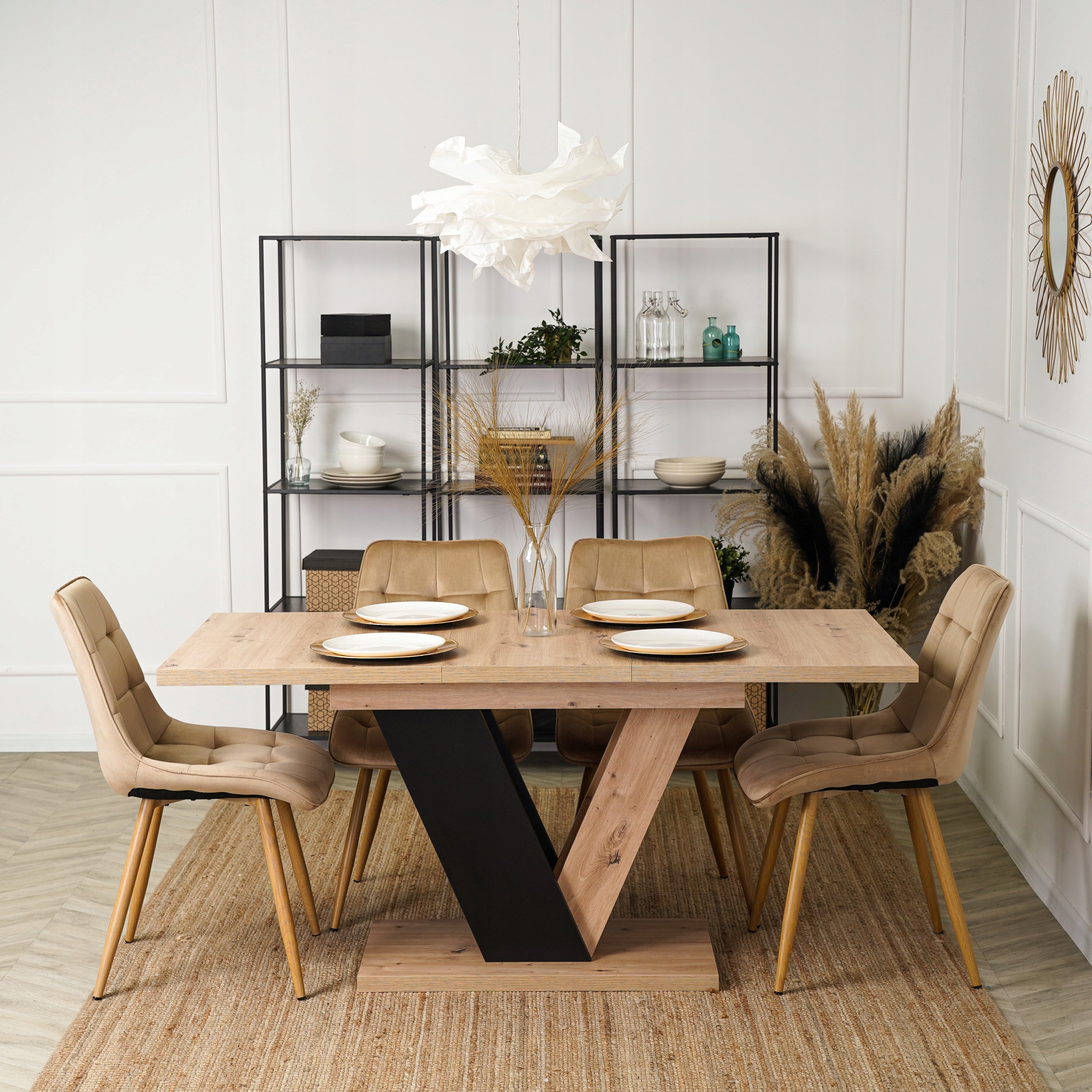 Stół Rozkładany Nowoczesny Salon Jadalnia Czarny Dąb Artisan CLARK 120/160 - 2