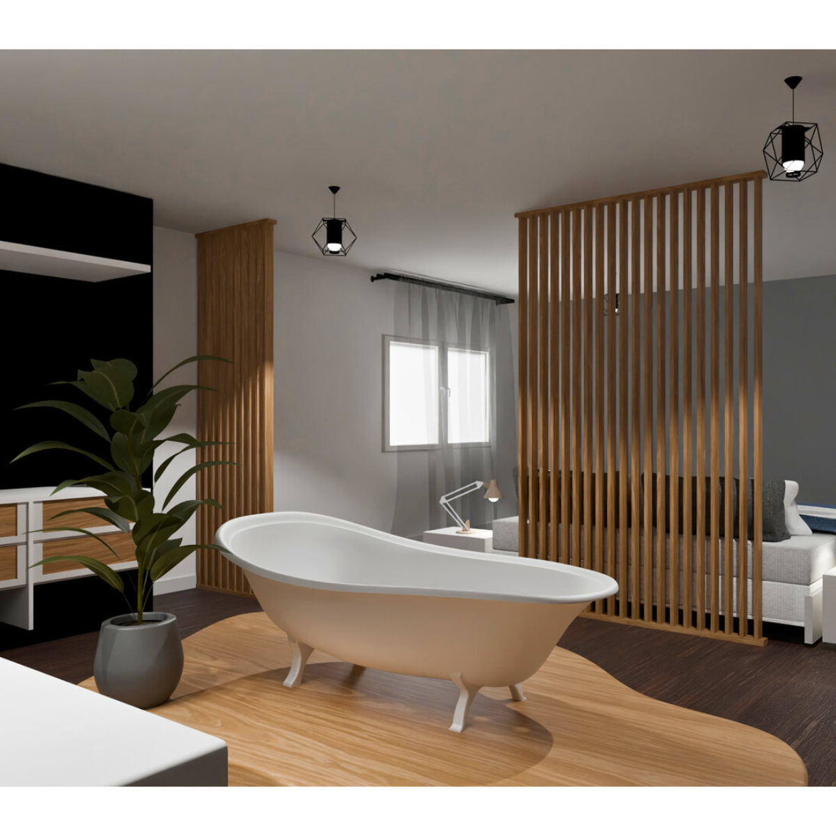 Cloison de séparation claustra droit chêne, H.2,54 m x l.80 cm, P.7,5 cm - 7