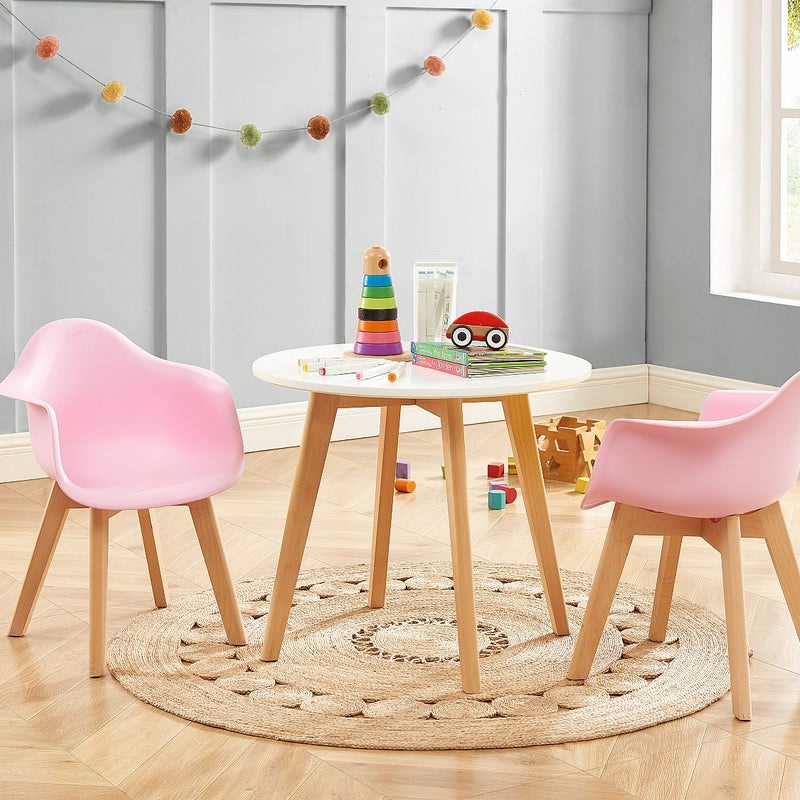 Stolik dziecięcy z MDF i dębu – biały i naturalny – LOULOUNE