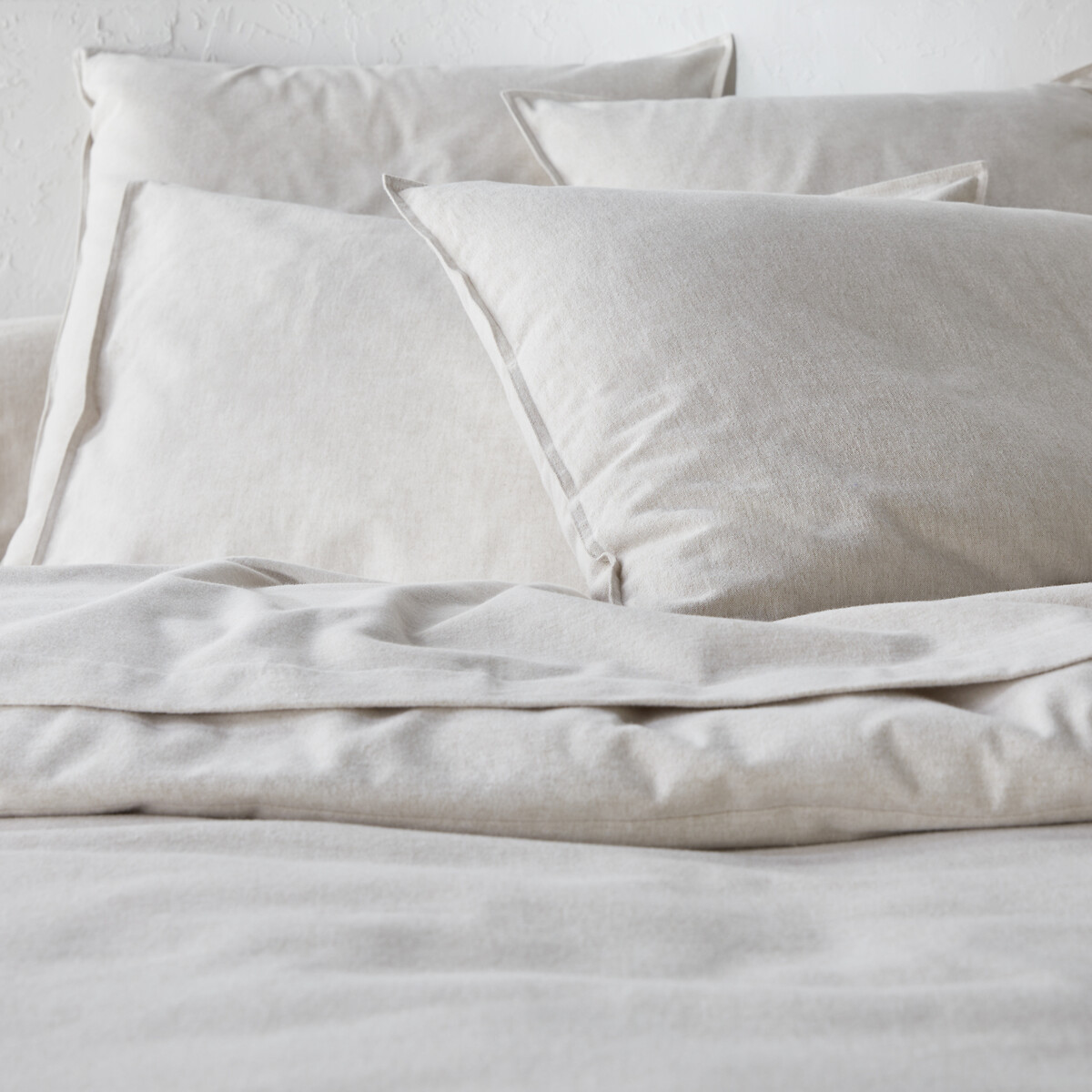 Housse de couette, en flanelle de coton chambray, Clara - Beige chiné - 135 x 200 cm - 4