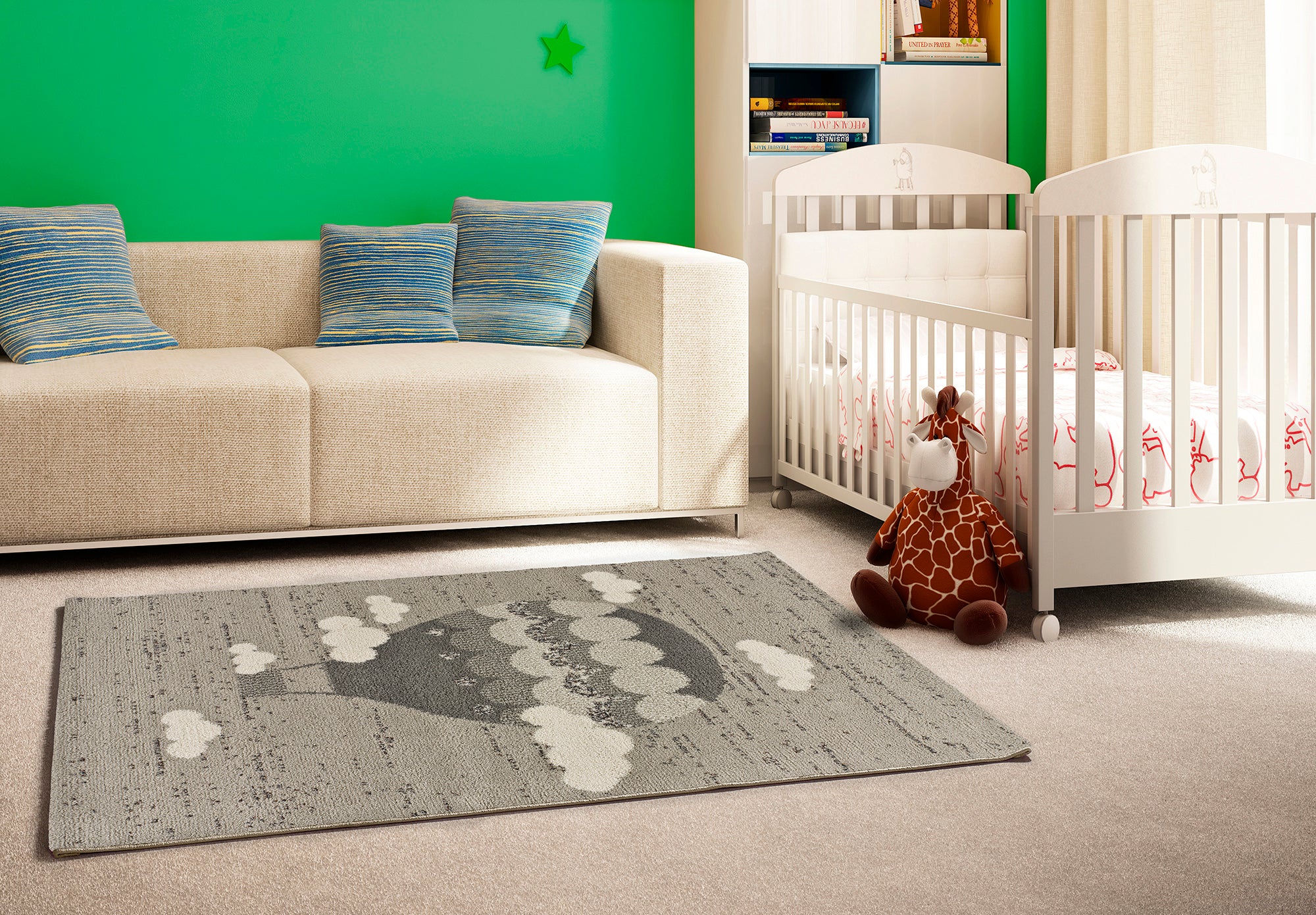 Alfombra interior gris rectangular 115 x 170 cm cranberry infantil - atticgo